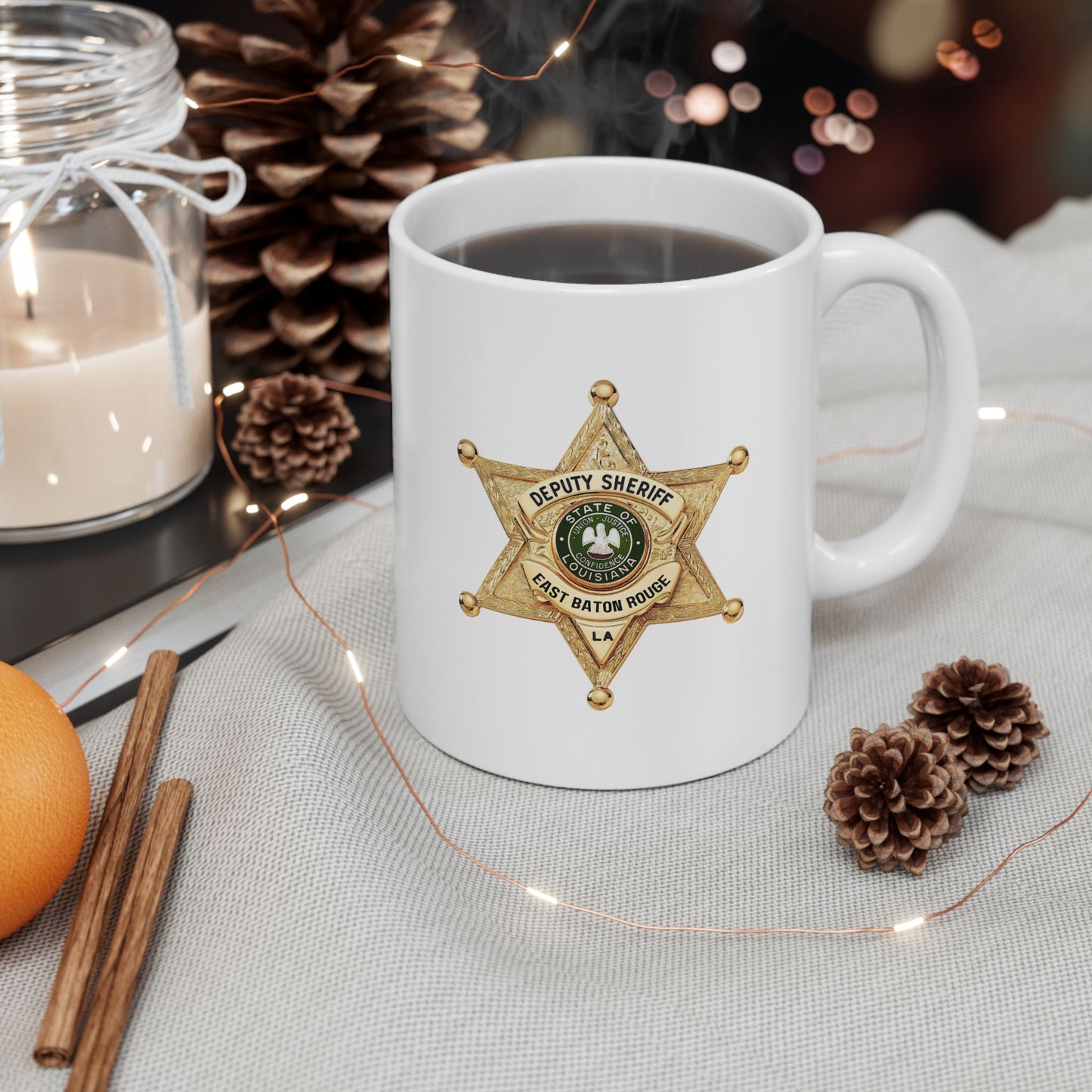 EBRSO DEPUTY, Badge, Sheriff Star Ceramic Mug, Perfect Gift for Police Officers, Law Enforcement Fans, Birthday, Holiday