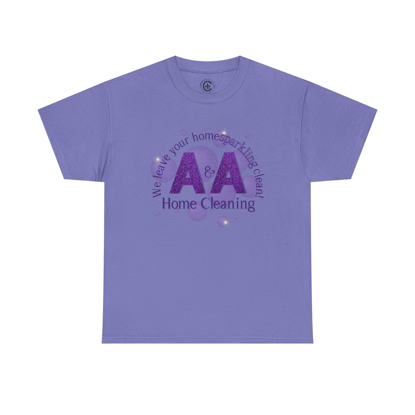A&A Cleaning Services, Logo, Purple on Gold Crew Neck unisex tshirt, Gildan