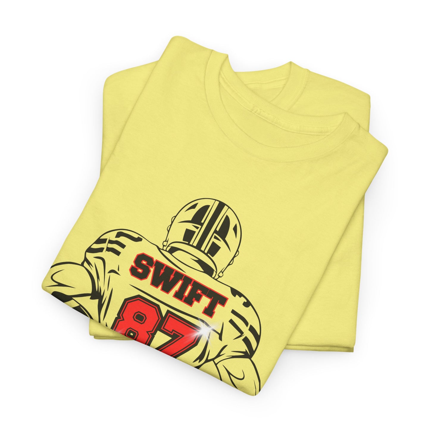 Swift 87 Unisex Heavy Cotton Tee, Football Fan Shirt, KC Chiefs, Kelce, Swiftie, Engaged