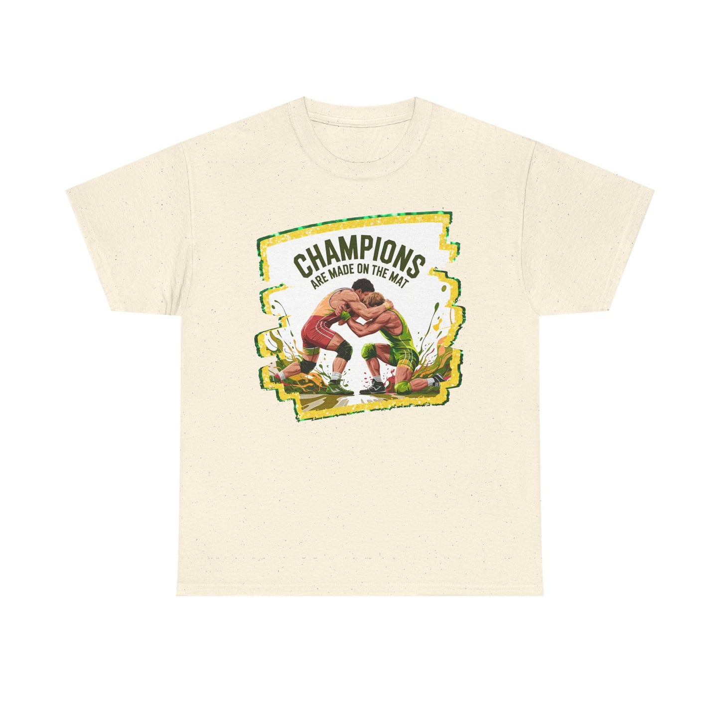 Green and Gold, Wrestling Heavy Cotton Tee, Unisex T-Shirt, Sports Fan Gear, Workout Shirt, Motivational Apparel