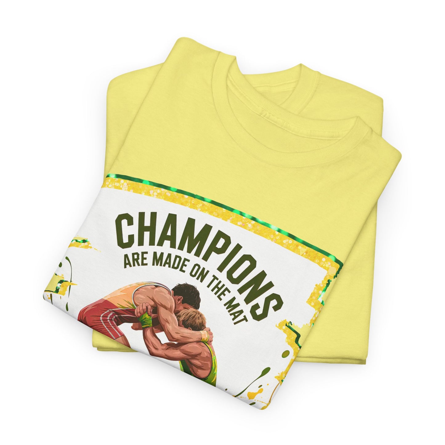 Green and Gold, Wrestling Heavy Cotton Tee, Unisex T-Shirt, Sports Fan Gear, Workout Shirt, Motivational Apparel