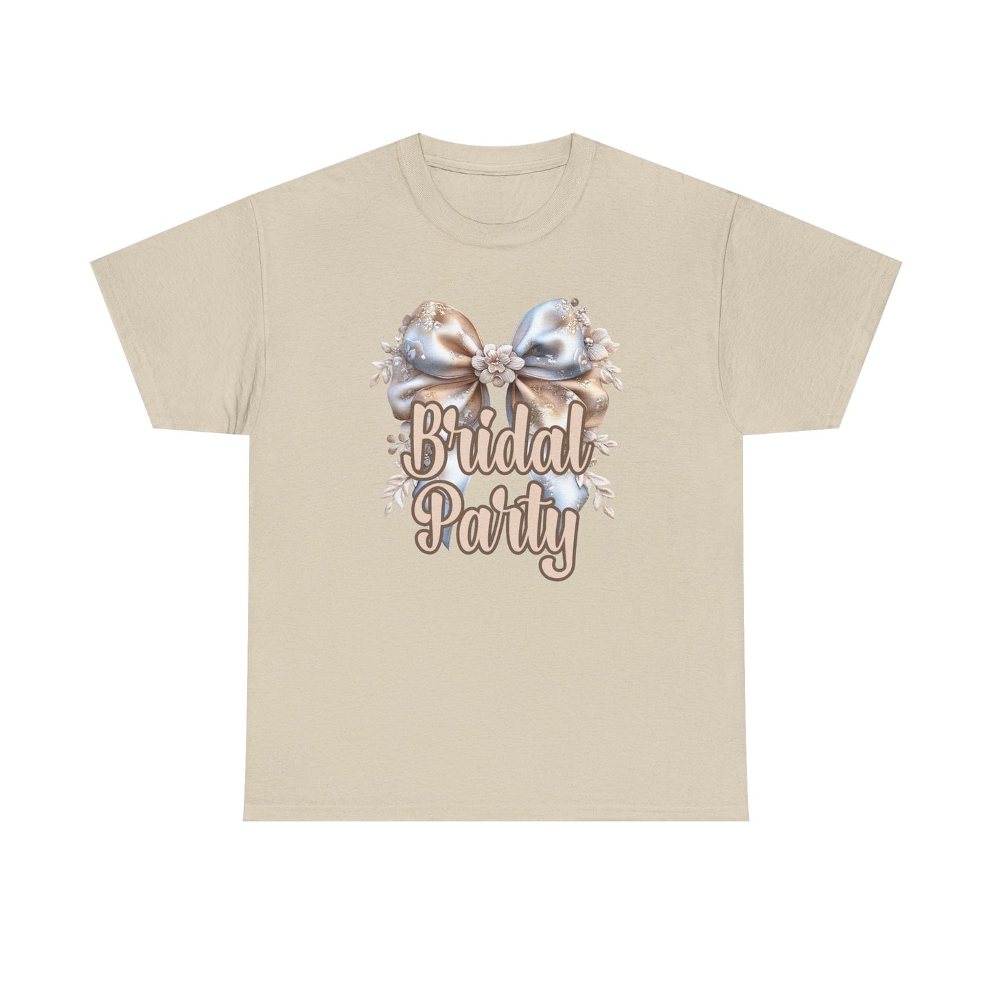 Bridal Party Bow Unisex Heavy Cotton Tee, Wedding Gift, Bridal Shower Tee, Engagement Outfit, Bachelorette Party Apparel