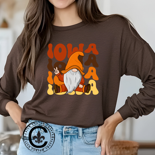 Retro Stacked Iowa, Gnoma, Fall, Bella Canvas, Unisex Long sleeve