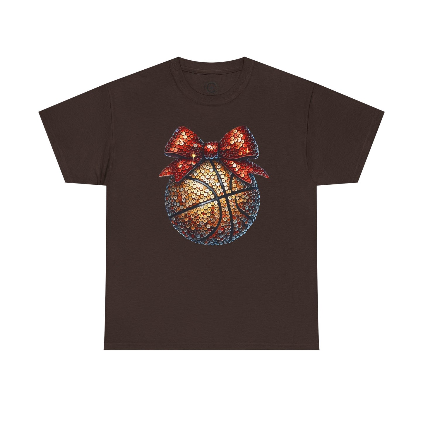 Basketball Glitter with a Bow Tee: Unisex Heavy Cotton Shirt for Sports Lovers, Gift, Basketball Fans