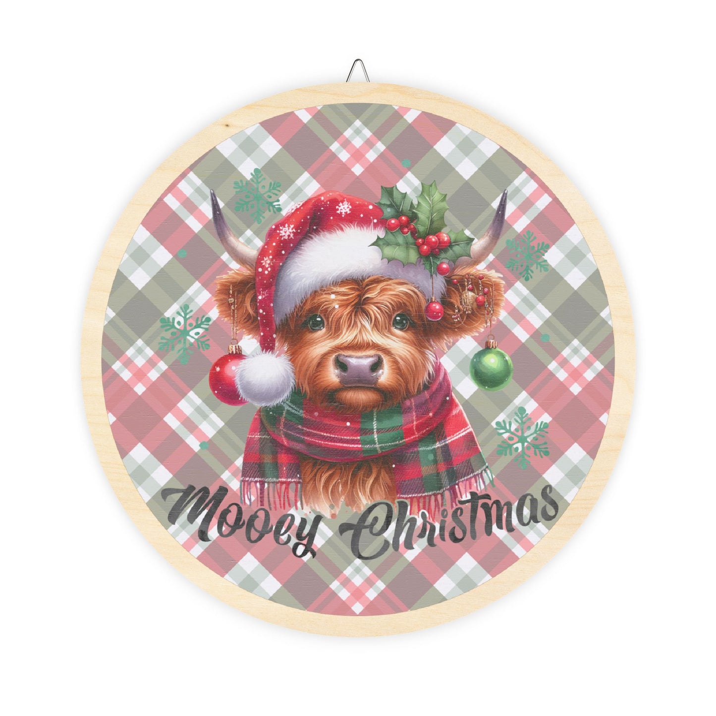 Mooey Christmas, Cow, Hiland, Door, Decor, Sign, Wreath, Wooden Door Hanger