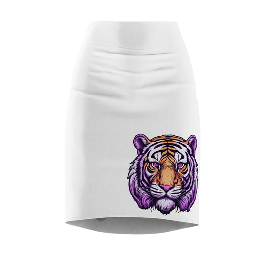 Fierce Purple Tiger Women's Pencil Skirt, Animal Print Skirt, Unique Fashion, Statement Piece, Casual Wear, Gifts for Her
