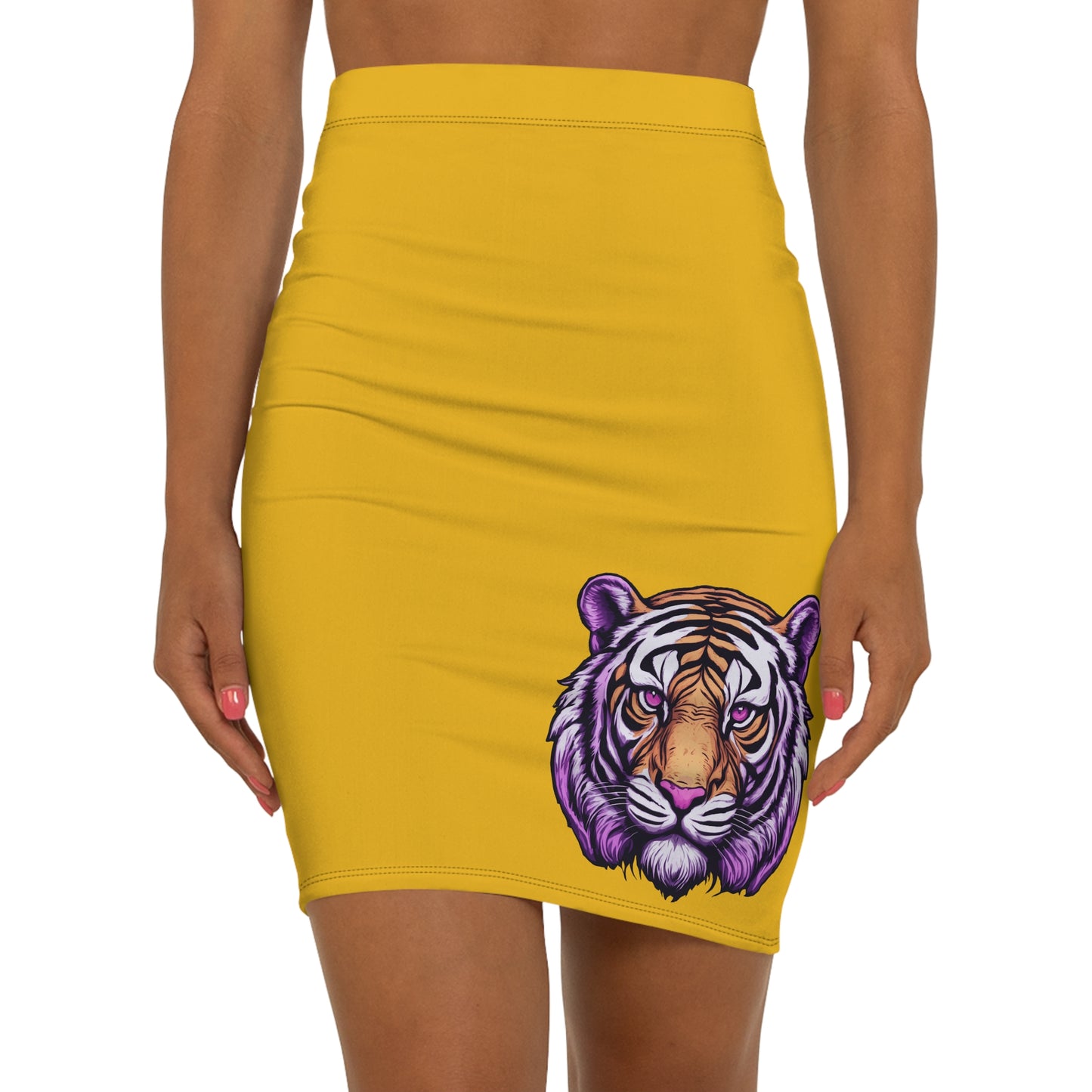 Yellow Tiger Women's Pencil Skirt, Stylish Skirt for Office, Fun Night Out, Geaux LSU Tigers!