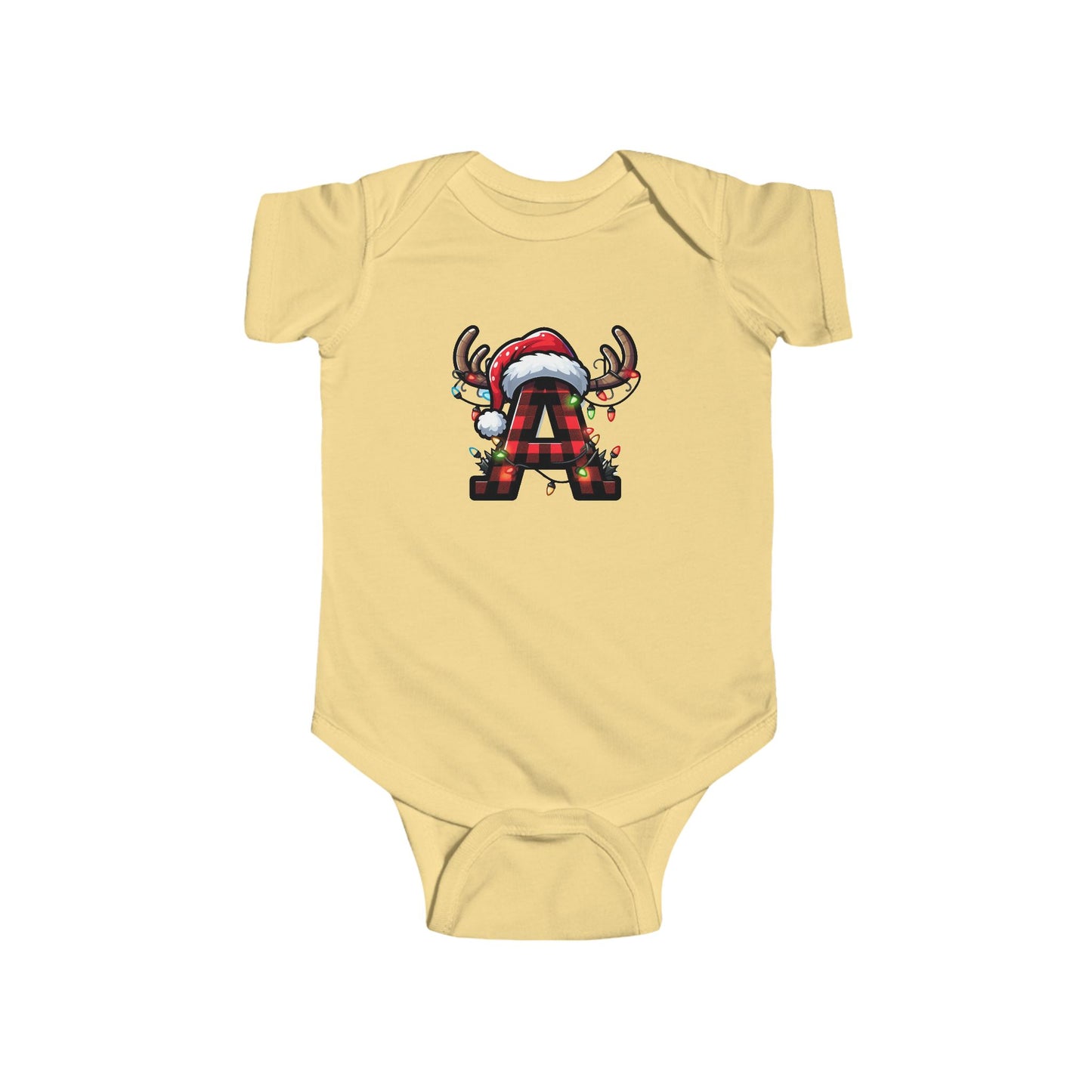 Christmas Monogram A, Family Matching, Baby Bodysuit, Cute Holiday Infant Outfit, , Festive Newborn Romper, Santa Design Baby Onesie