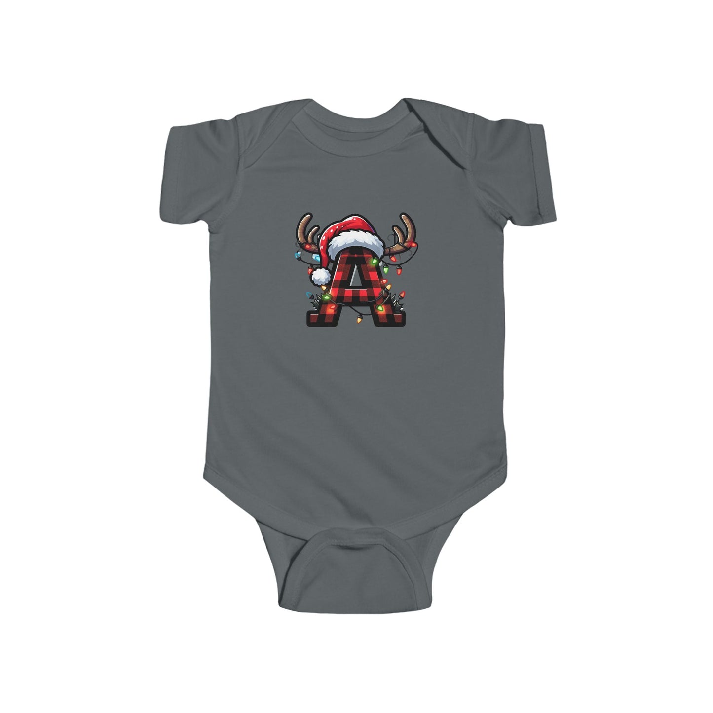 Christmas Monogram A, Family Matching, Baby Bodysuit, Cute Holiday Infant Outfit, , Festive Newborn Romper, Santa Design Baby Onesie