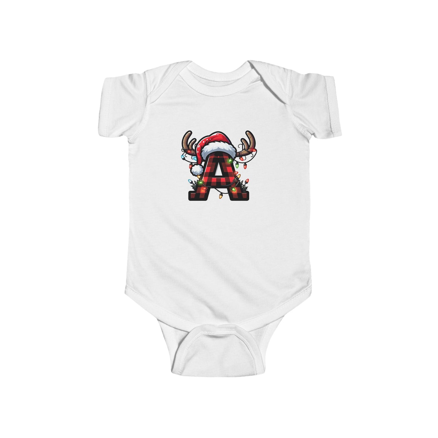Christmas Monogram A, Family Matching, Baby Bodysuit, Cute Holiday Infant Outfit, , Festive Newborn Romper, Santa Design Baby Onesie
