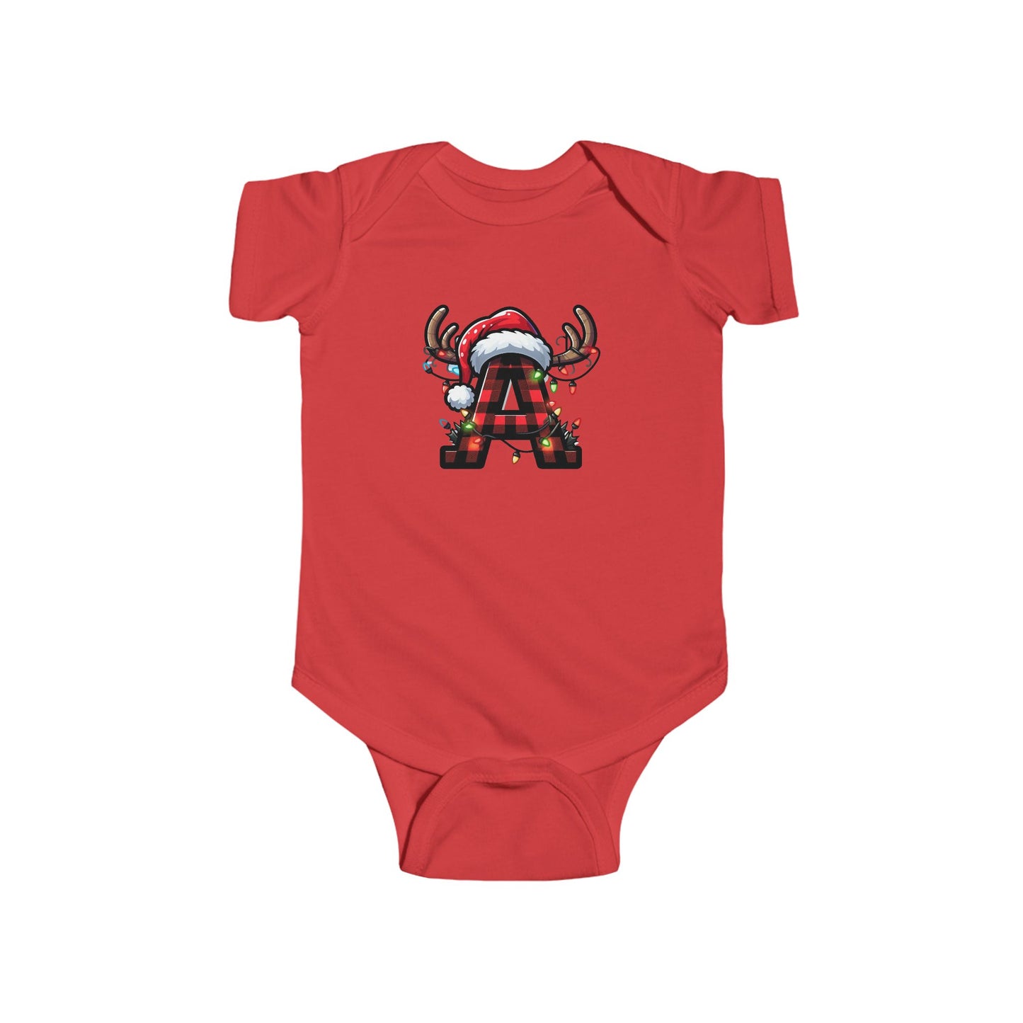 Christmas Monogram A, Family Matching, Baby Bodysuit, Cute Holiday Infant Outfit, , Festive Newborn Romper, Santa Design Baby Onesie