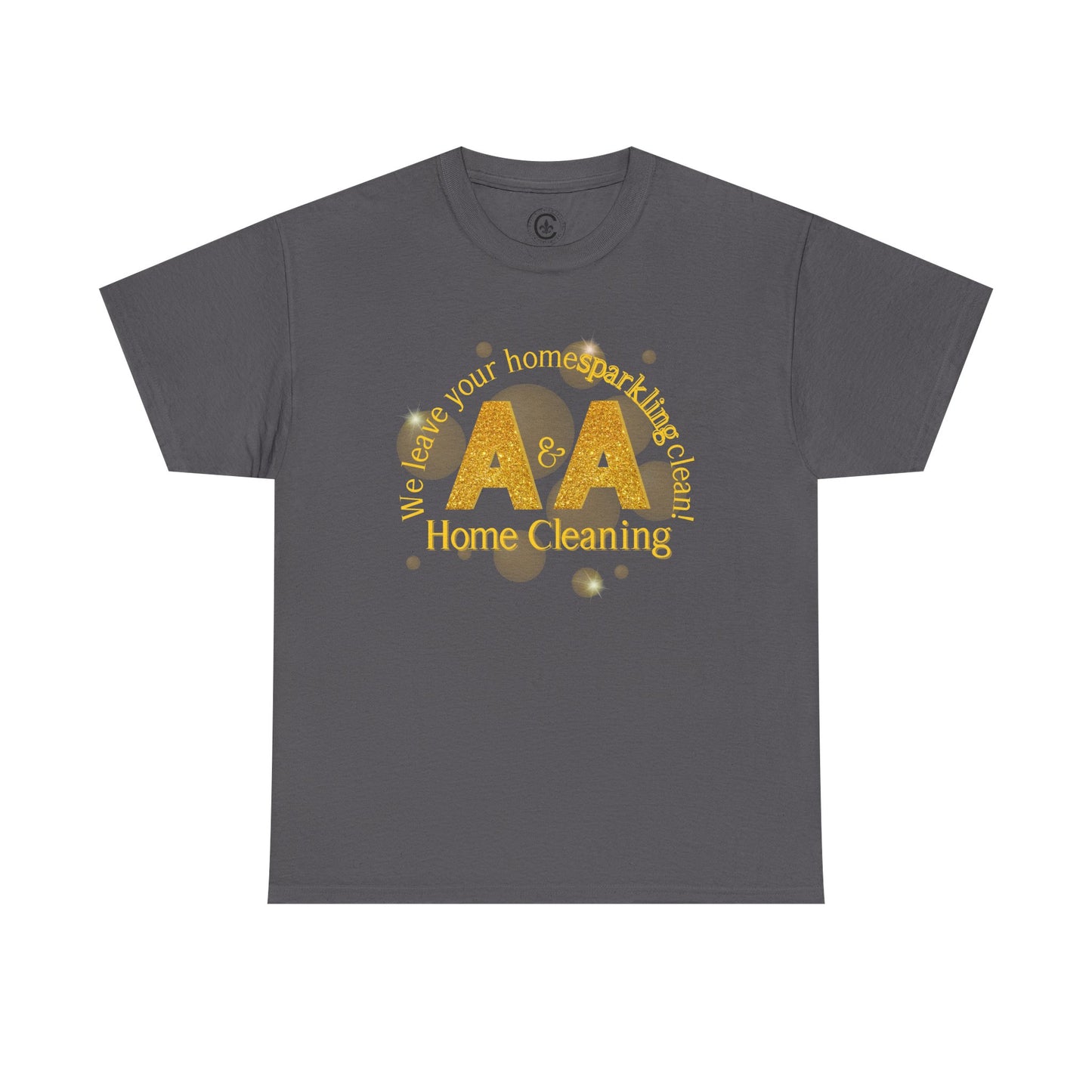A&A Cleaning Services, Logo, Gold on Purple Crew Neck unisex tshirt, Gildan