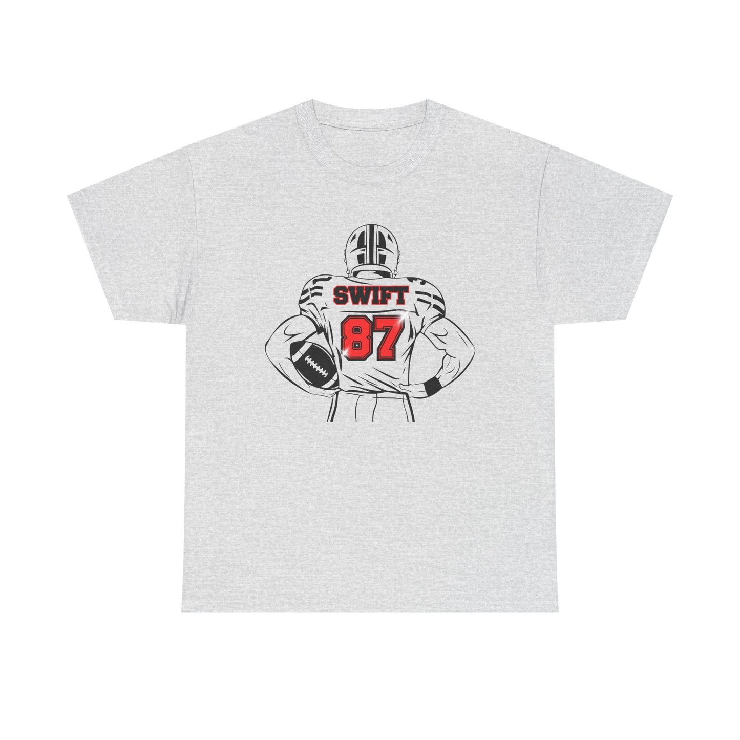 Swift 87 Unisex Heavy Cotton Tee, Football Fan Shirt, KC Chiefs, Kelce, Swiftie, Engaged