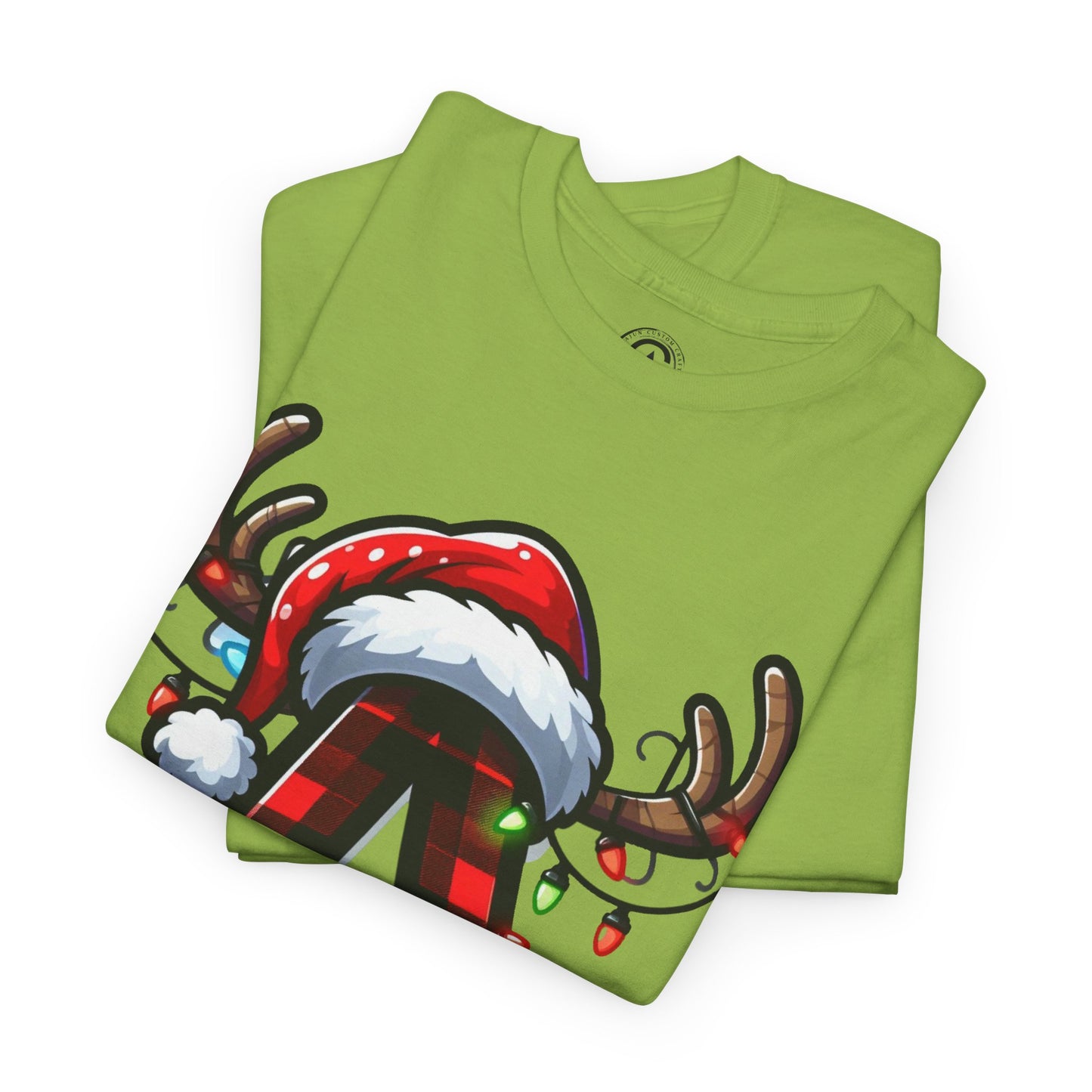 Festive Reindeer Initial A Tee, Unisex Holiday T-Shirt, Christmas Gift, Personalized Apparel, Cozy Winter Wear, Merry & Bright