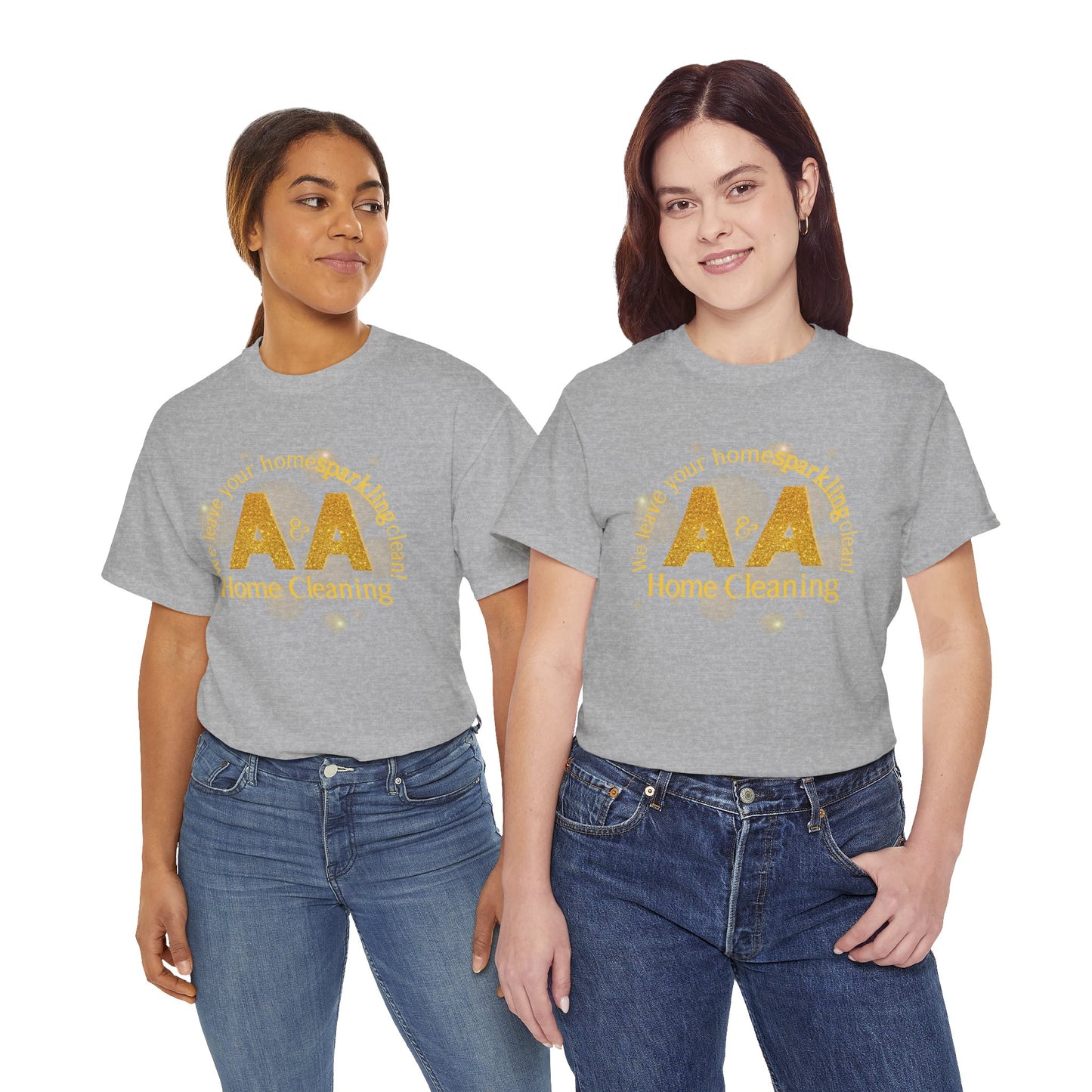 A&A Cleaning Services, Logo, Gold on Purple Crew Neck unisex tshirt, Gildan