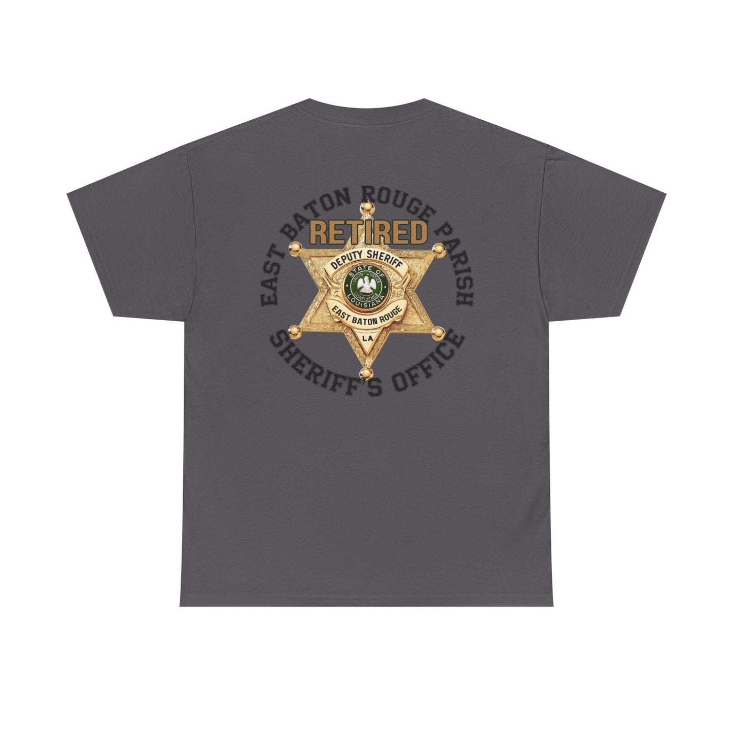 Pocket Front, Design on Back EBRSO Badge Retired Sheriff Heavy Cotton Tee, Unisex Tee, Law Enforcement Gift, Retirement Celebration T-shirt