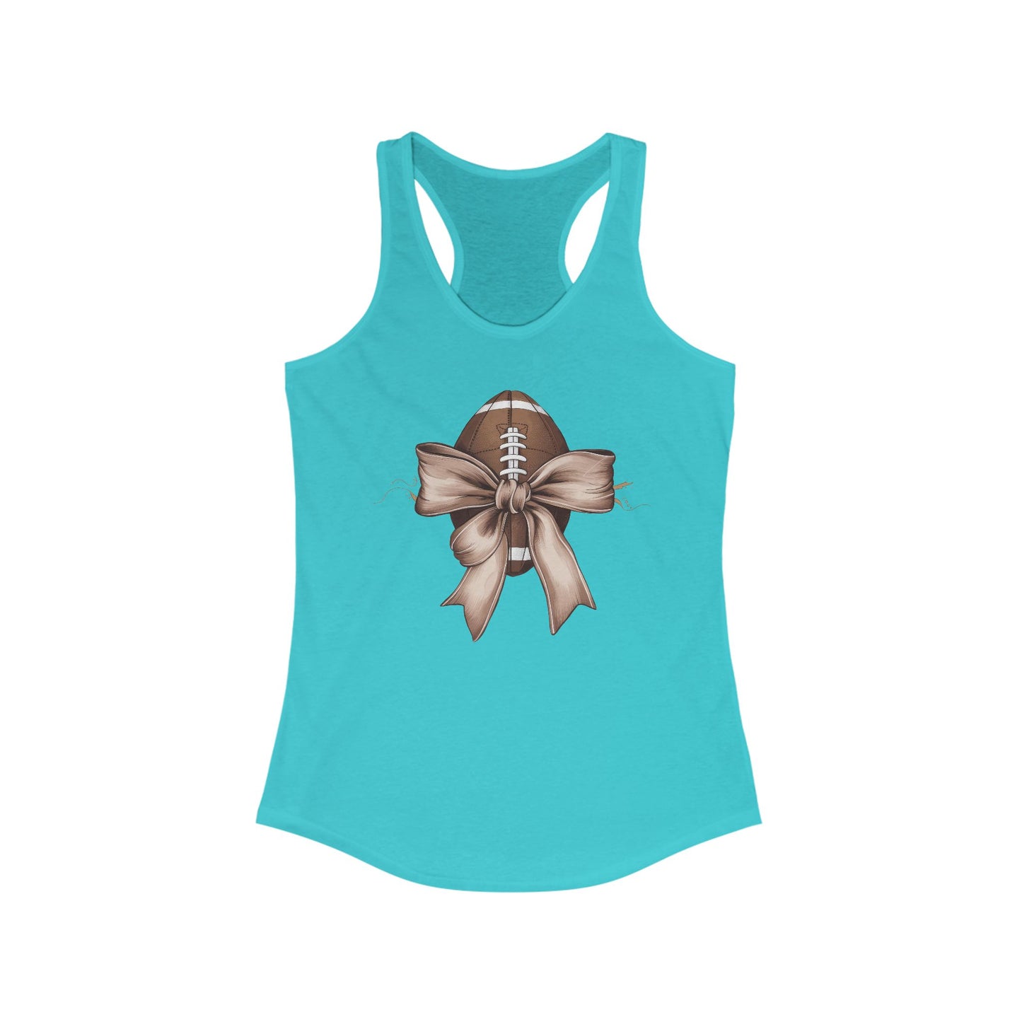 Bow with a Football Women's Racerback Tank Top, Perfect for Game Day, Sports Events, Tailgating, and Everyday Wear