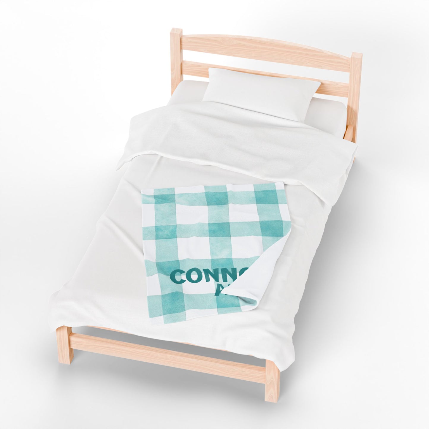 Personalized Velveteen Plush Blanket, Newborn, Baby, Nursery, Infant, Shower Gift, Hospital Blanket, Green Plaid