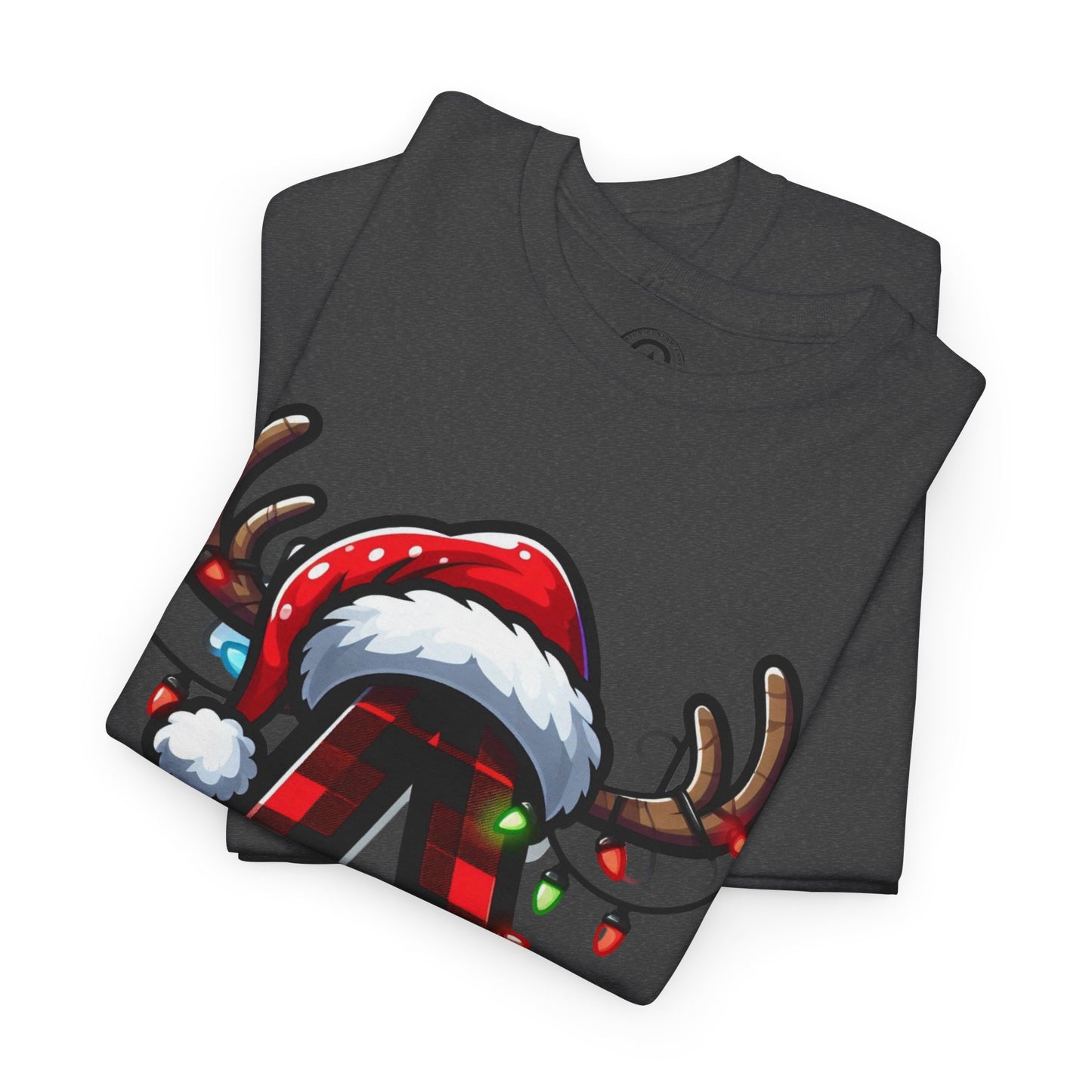 Festive Reindeer Initial A Tee, Unisex Holiday T-Shirt, Christmas Gift, Personalized Apparel, Cozy Winter Wear, Merry & Bright