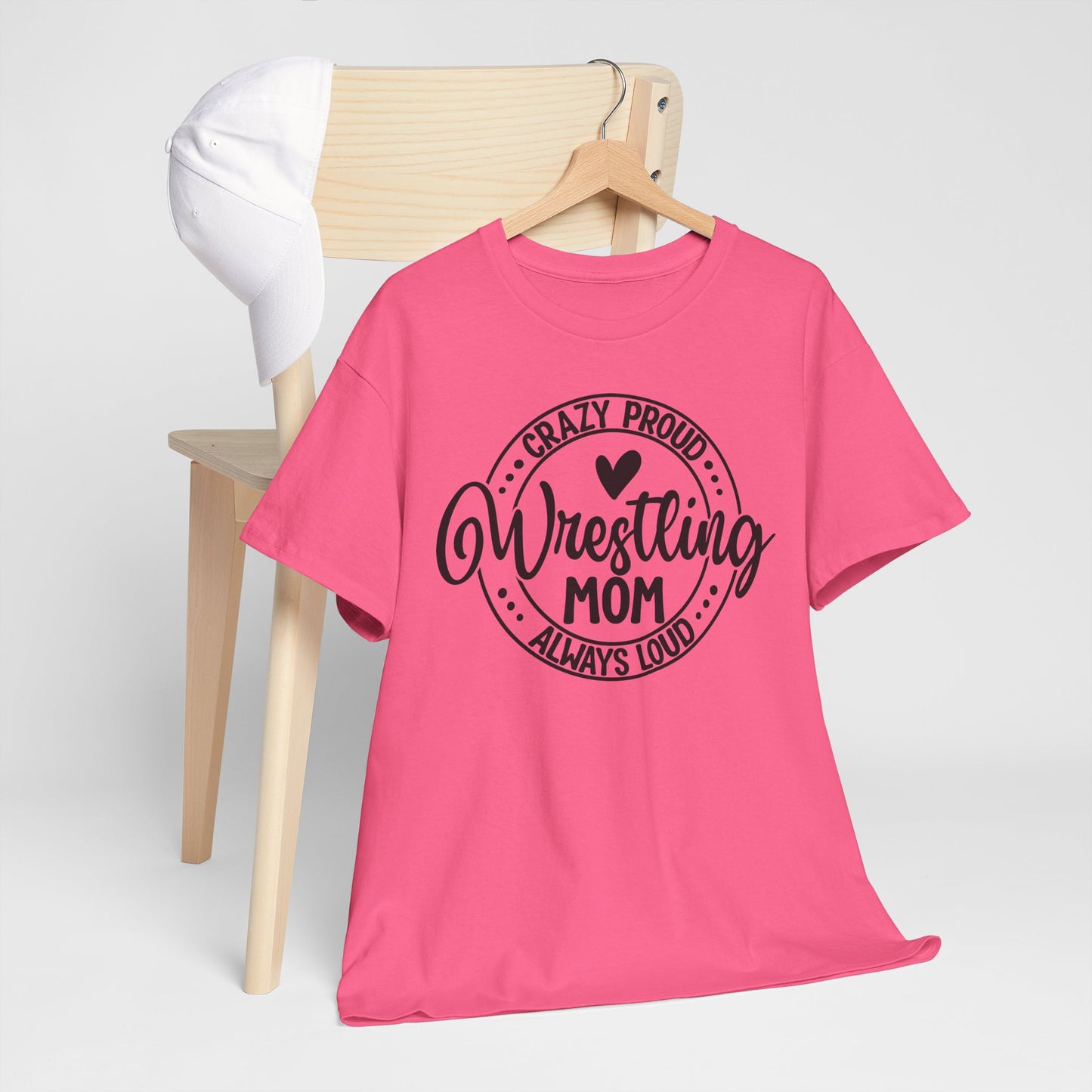 Wrestling Mom Tee, Unisex Heavy Cotton Tee, Proud Mom Shirt, Gift for Wrestling Moms, Sports Apparel, Birthday Gift