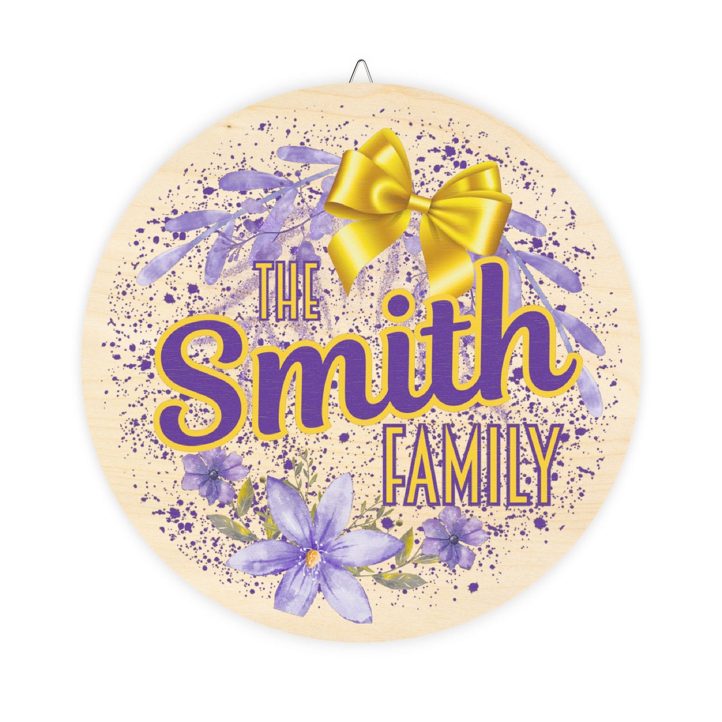 Personalized, LSU, Purple Gold, Family Name, Welcome Door, Decor, Sign, Wreath, Wooden Door Hanger