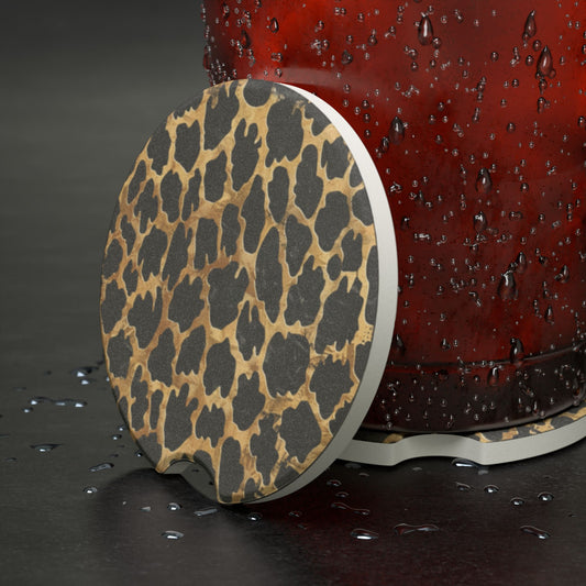 Stylish Soapstone Car Coaster, leopard print