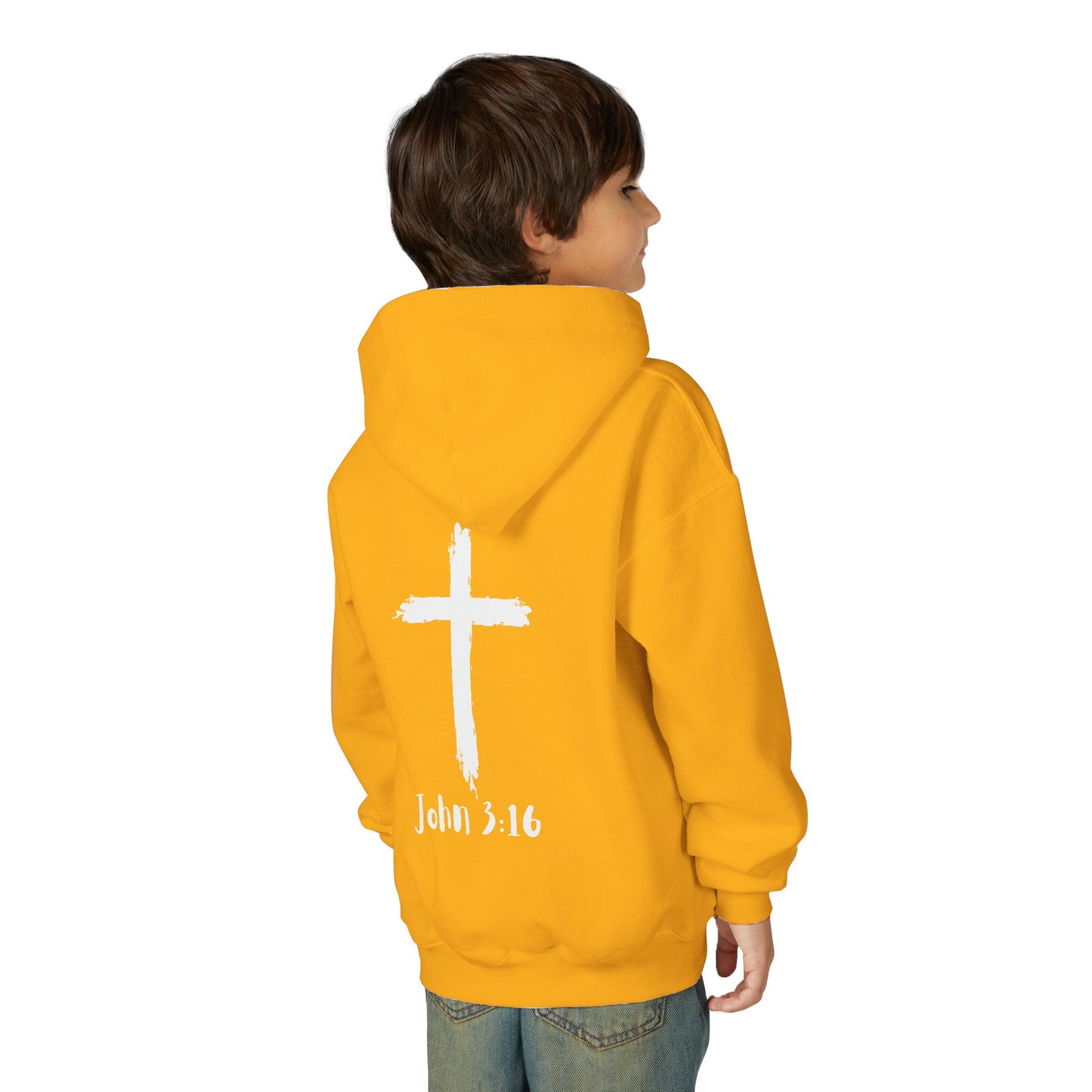Thank you Jesus, John 3:16 Youth Heavy Blend Hooded Sweatshirt, Thank U Jesus Faith Hoodie, Christian Youth Apparel, Religious Gift for Teens, John 3:16 Inspired