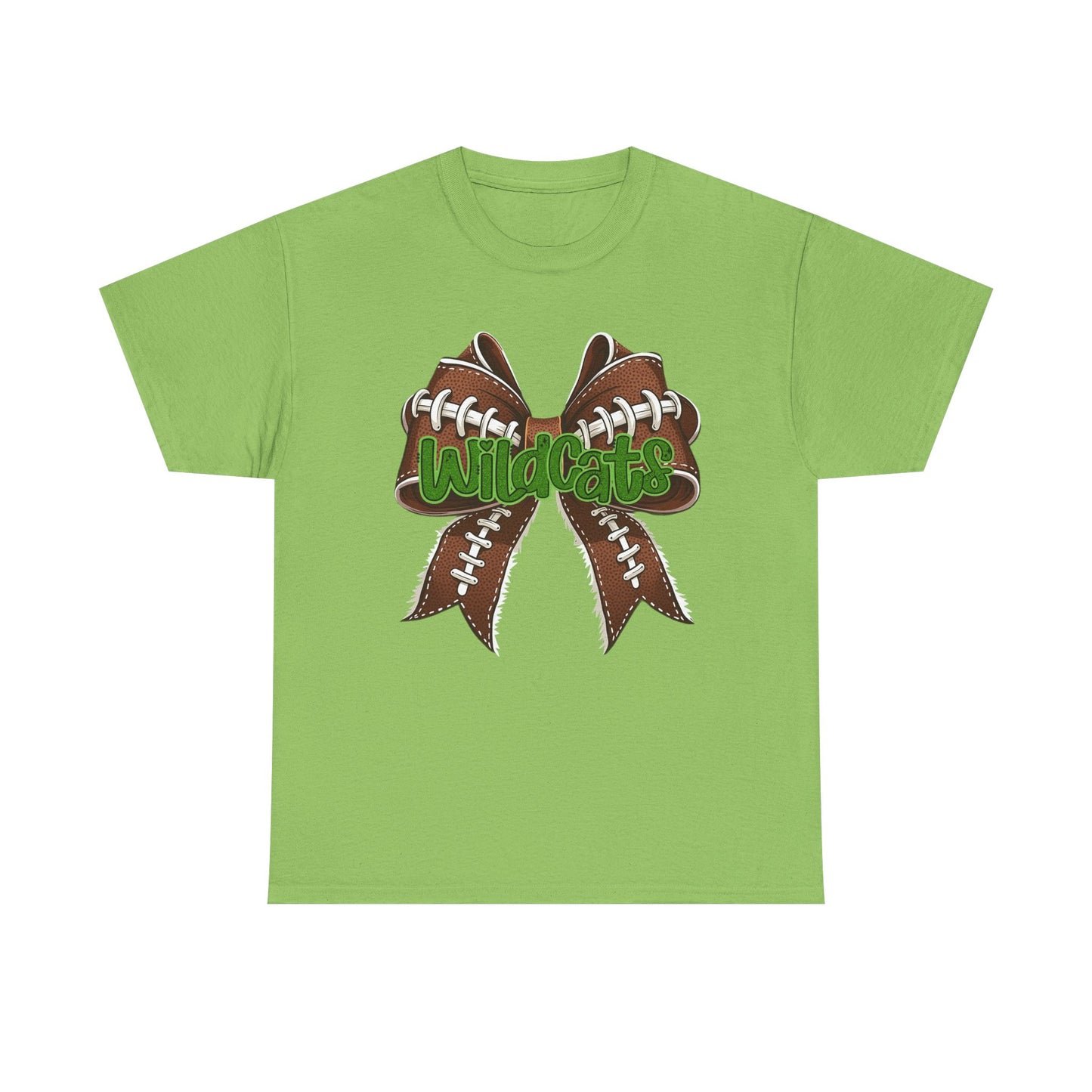 Wildcats Football Bow Unisex Heavy Cotton Tee | Sportswear, Team Spirit, Casual Wear, Gifts for Fans, Game Day Outfit