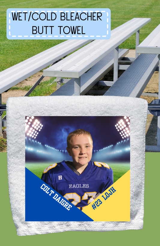 Personalized, Bleacher/Sweat Towels for your face or those  Hot, Wet, Cold Bleachers, football players, band, dancers, cheer, your boss, etc.