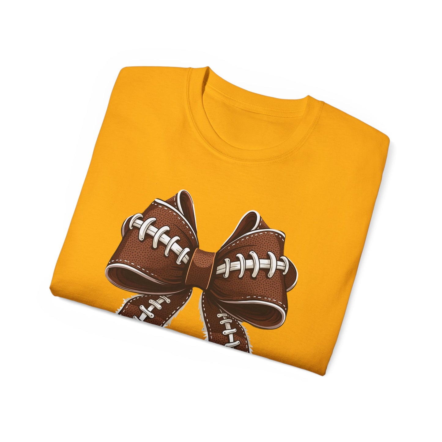 LSU Gold Day, Football bow, Tee, Cute Football T-Shirt, Gift for Sports Lovers, Unique Football Apparel, Casual Everyday Wear