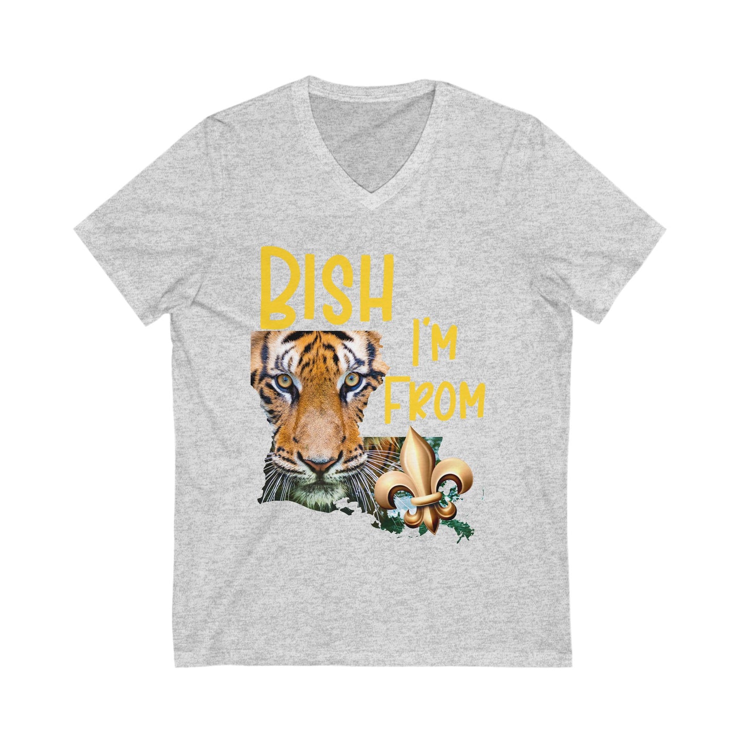 Vibrant Graphic Tee featuring 'BISH I'm FROM' with Tiger & Fleur-de-lis, Casual Wear,