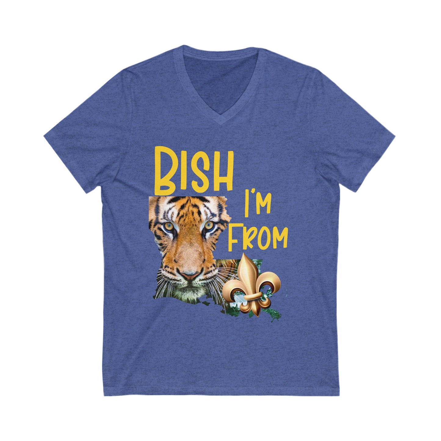 Vibrant Graphic Tee featuring 'BISH I'm FROM' with Tiger & Fleur-de-lis, Casual Wear,