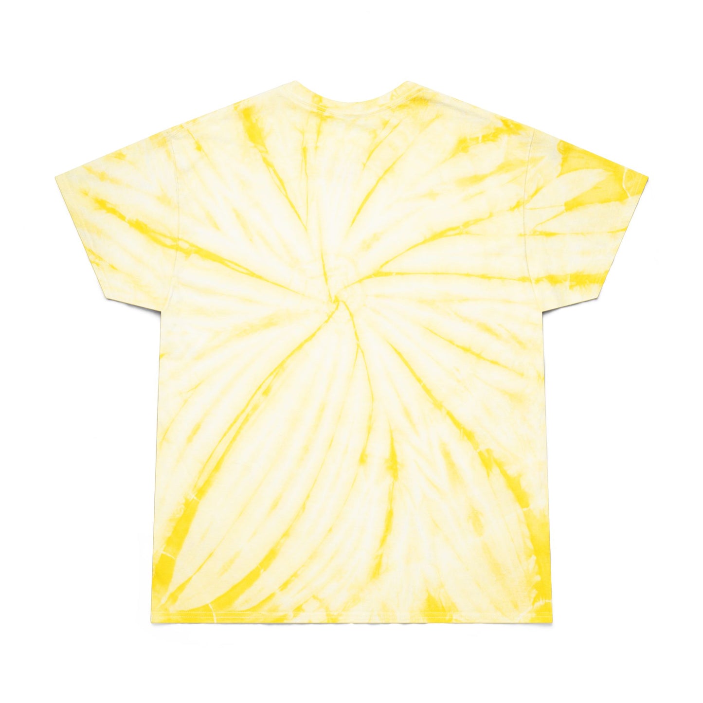 A&A, Purple logo on a yellow tie dye crew neck, gildan