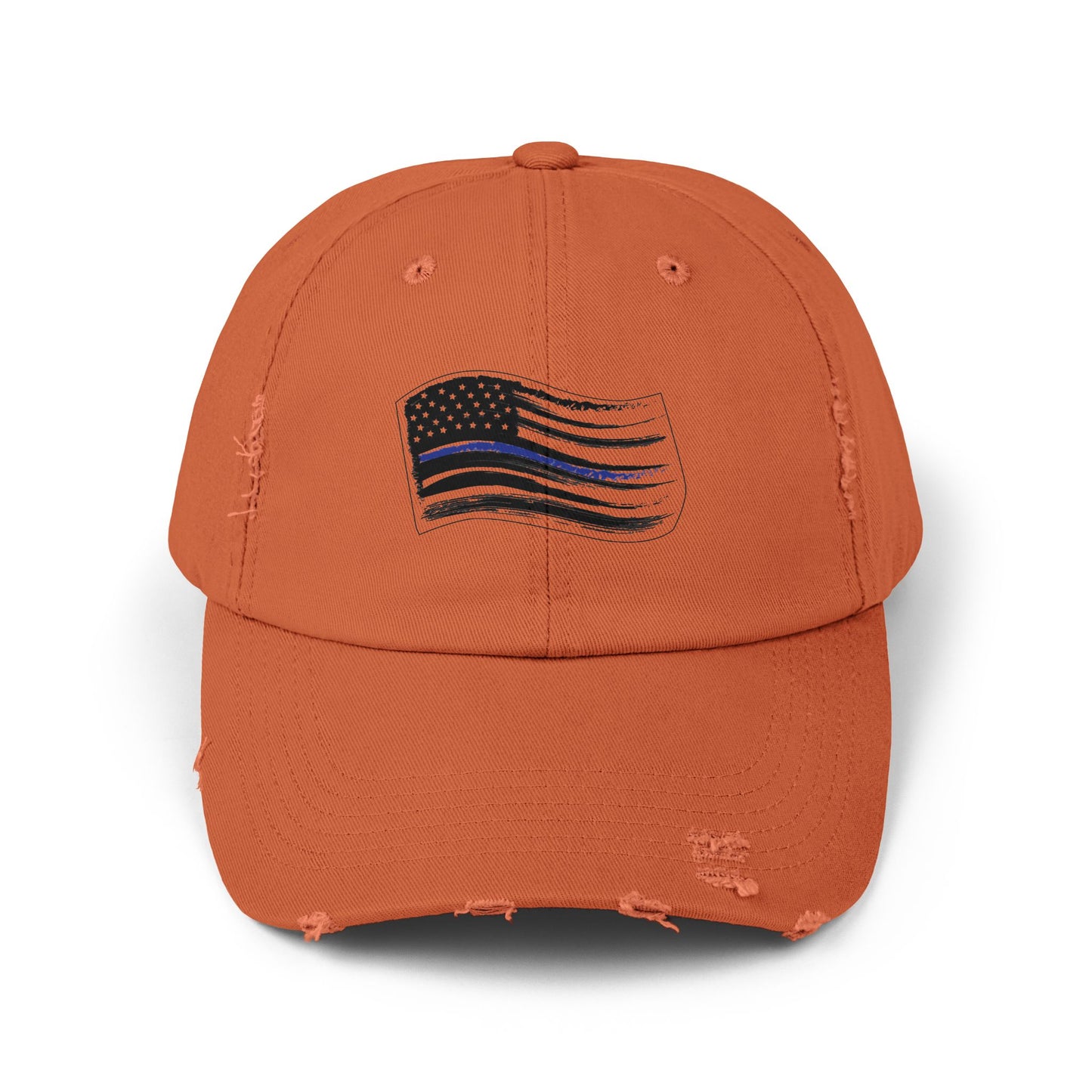Thin Blue Line Flag, Unisex Distressed Cap, Funny Hat, Casual Gift, Everyday Wear, Cool Accessory, Adjustable Cap