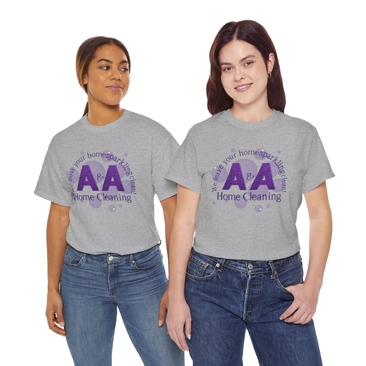 A&A Cleaning Services, Logo, Purple on Gold Crew Neck unisex tshirt, Gildan