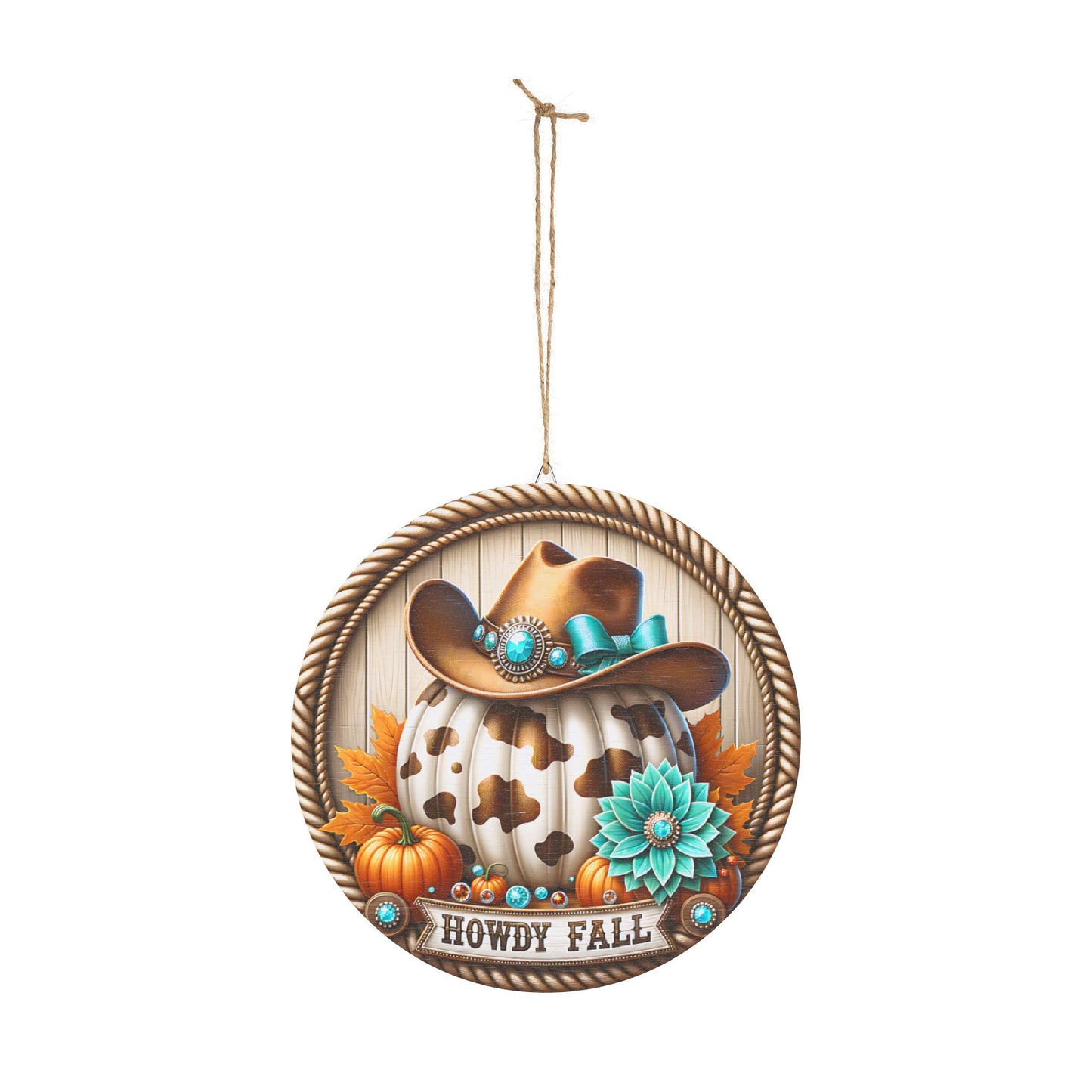 Howdy Fall, Wooden Home Decor, Farmhouse Wall Art, Country Style Sign, cowprint, cowgirl hat, turquoise