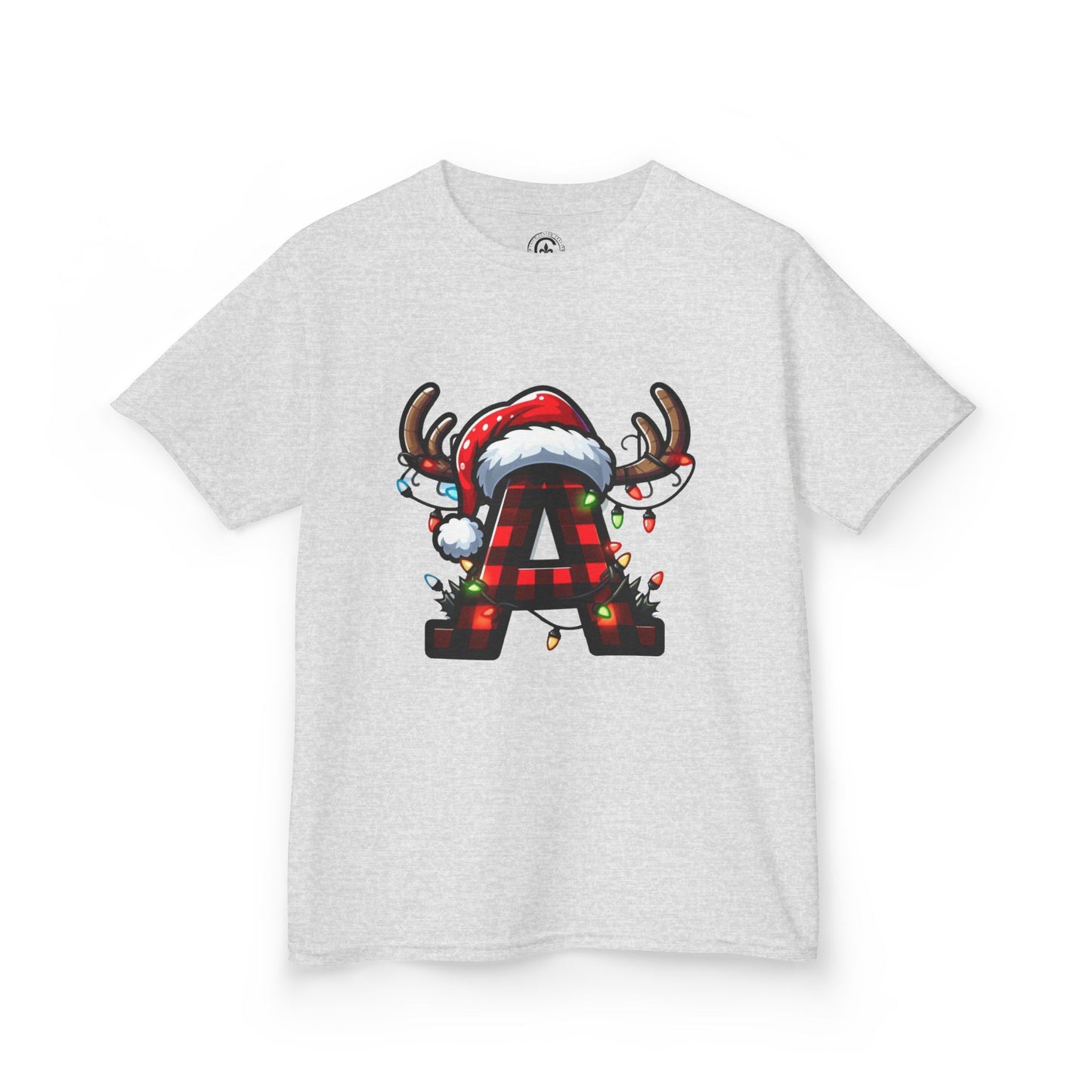 Letter A, Christmas Themed Kids Tee, Holiday Gift for Children, Personalized Holiday Shirt, Kids Holiday Outfit, Family Matching