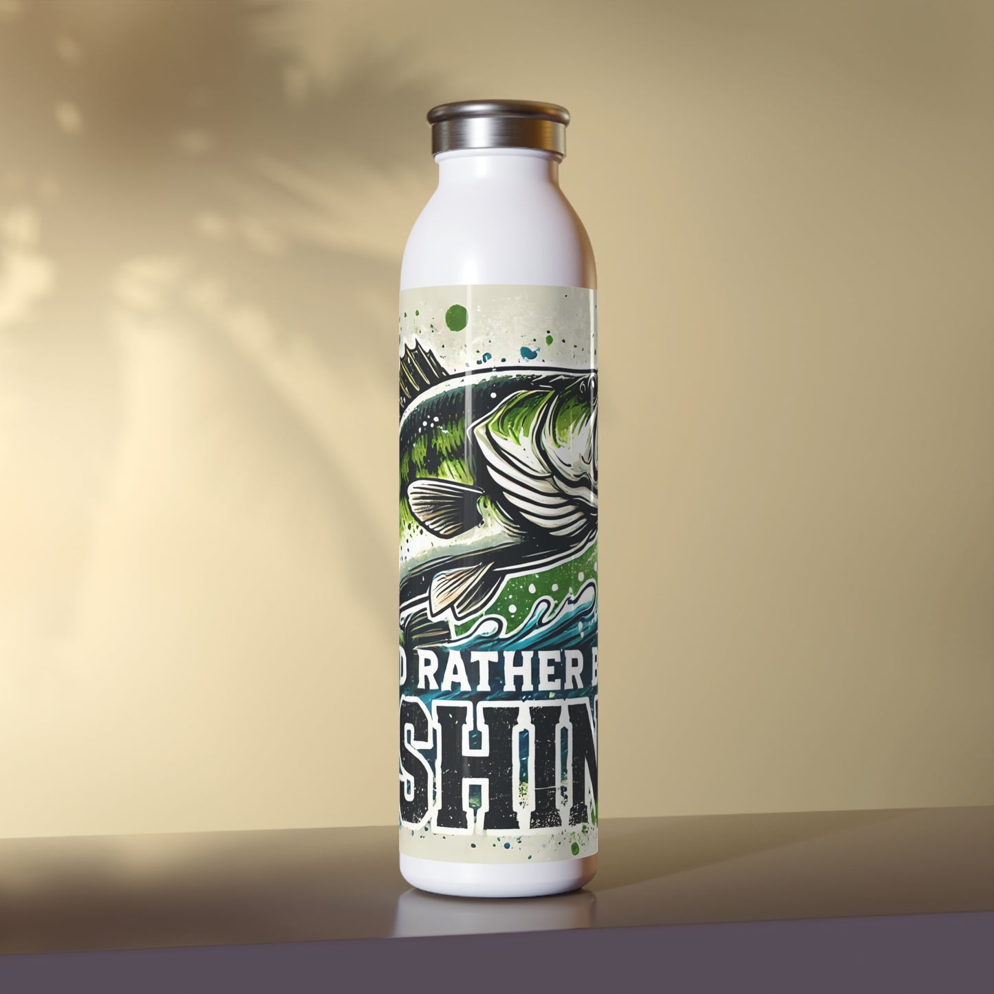 I'd Rather Be Fishing Slim Water Bottle, Outdoor Gear, Fisherman Gift, Sports Bottle, Eco-Friendly Hydration, Fishing Enthusiast Enjoyment