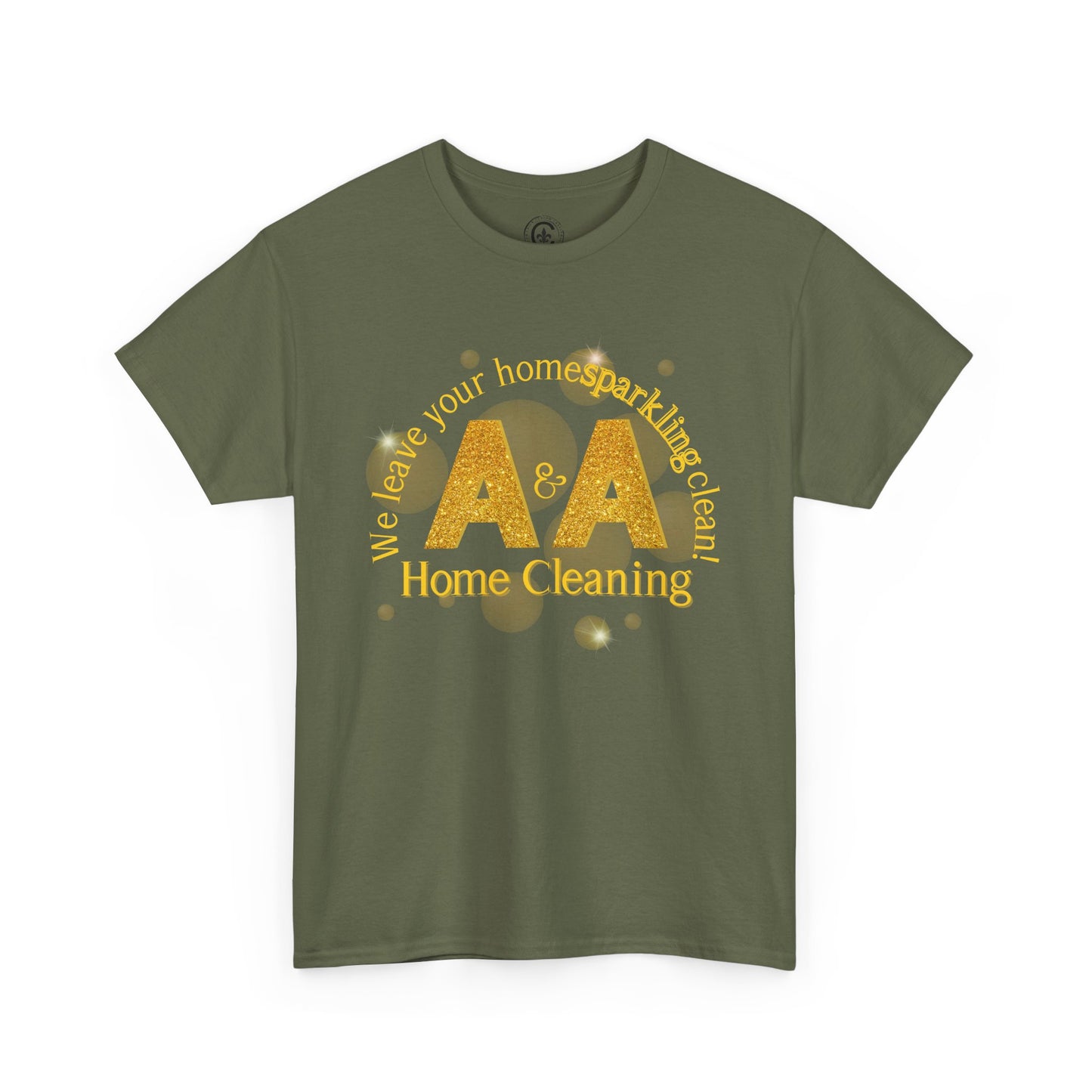 A&A Cleaning Services, Logo, Gold on Purple Crew Neck unisex tshirt, Gildan