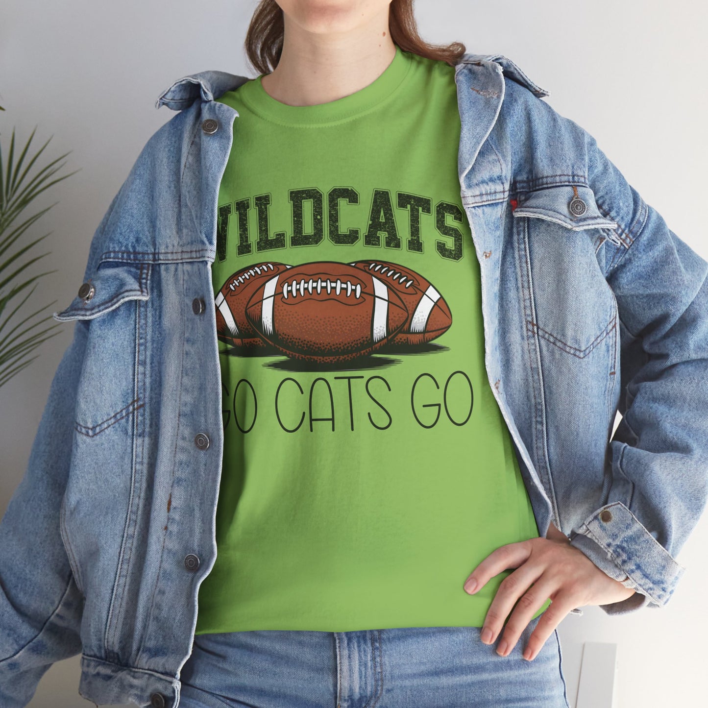 Wildcats Football Spirit Tee - Unisex Heavy Cotton T-Shirt for Fans, Game Day, Tailgating, Sports Events, Gift for Her/Him