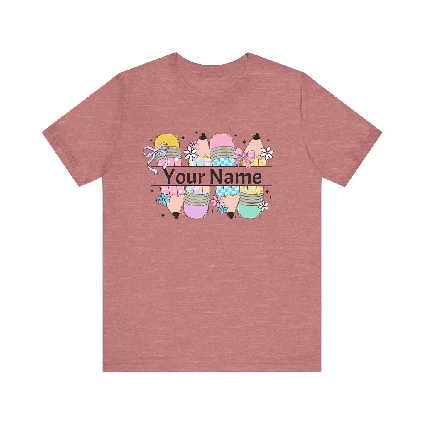 Personalized Back to School Pencil with your name design, on a bella canvas shirt