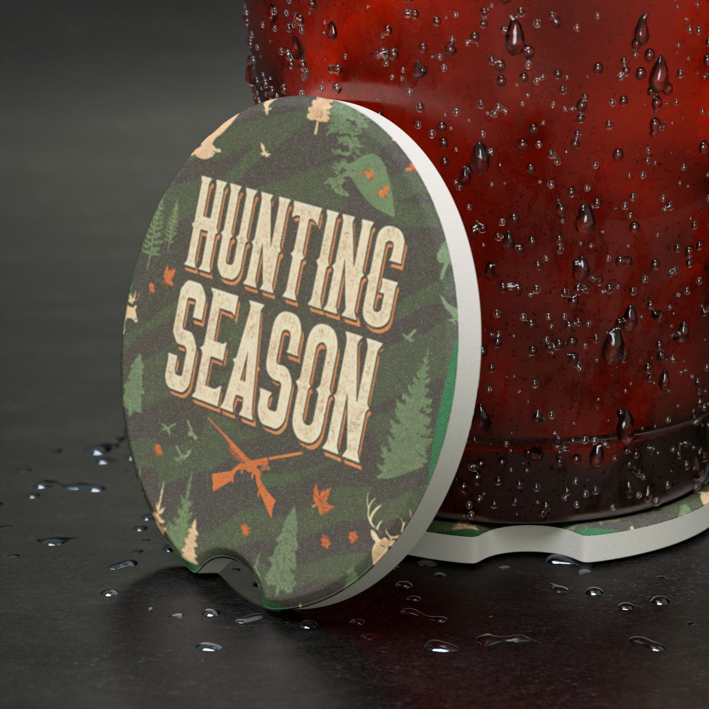 Hunting Season Car Coaster, Rustic Auto Drink Holder,
