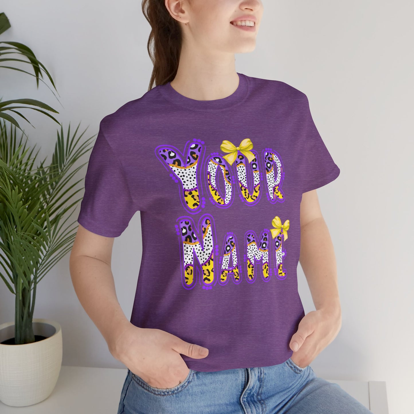 Personalized, Name, Graphic Tee, Cute Font, Purple and Gold, LSU, Tigers, Football, Baseball, Team