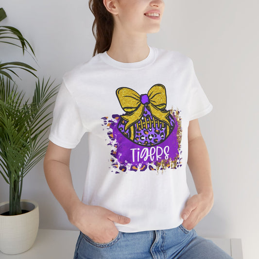 Tigers, Football, Animal Print, Glitter Bow, unisex tshirt tee