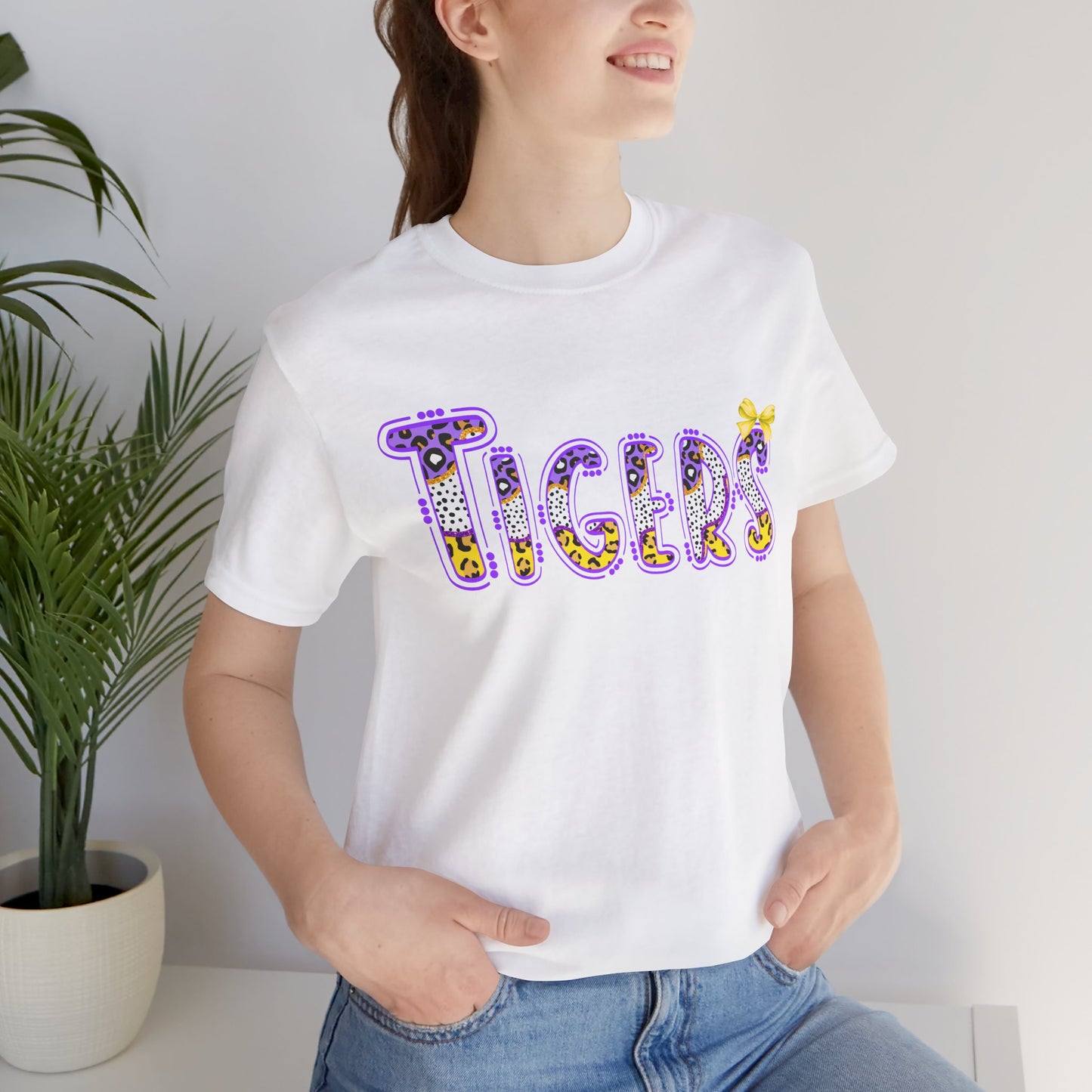 Tigers Graphic Tee, Cute Font, Purple and Gold, LSU, Tigers, Football, Baseball, Team