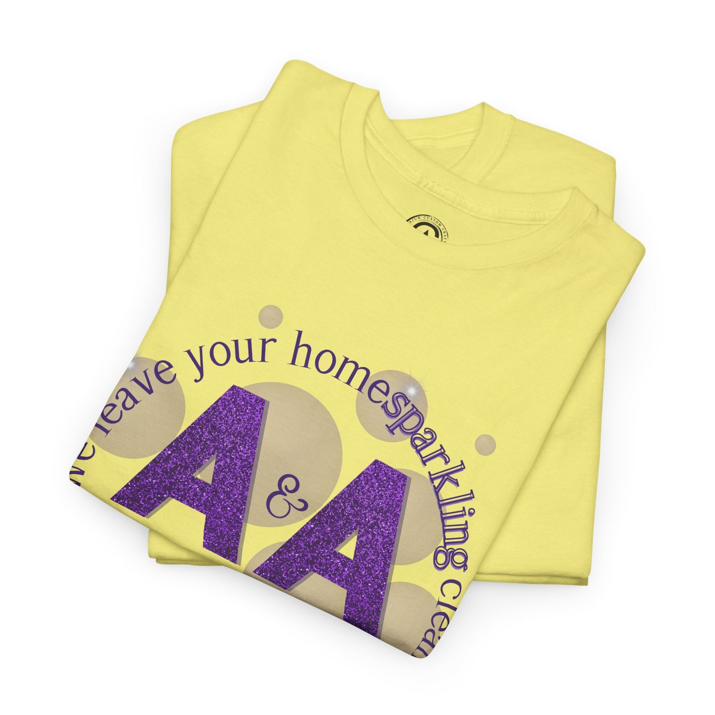 A&A Cleaning Services, Logo, Purple on Gold Crew Neck unisex tshirt, Gildan