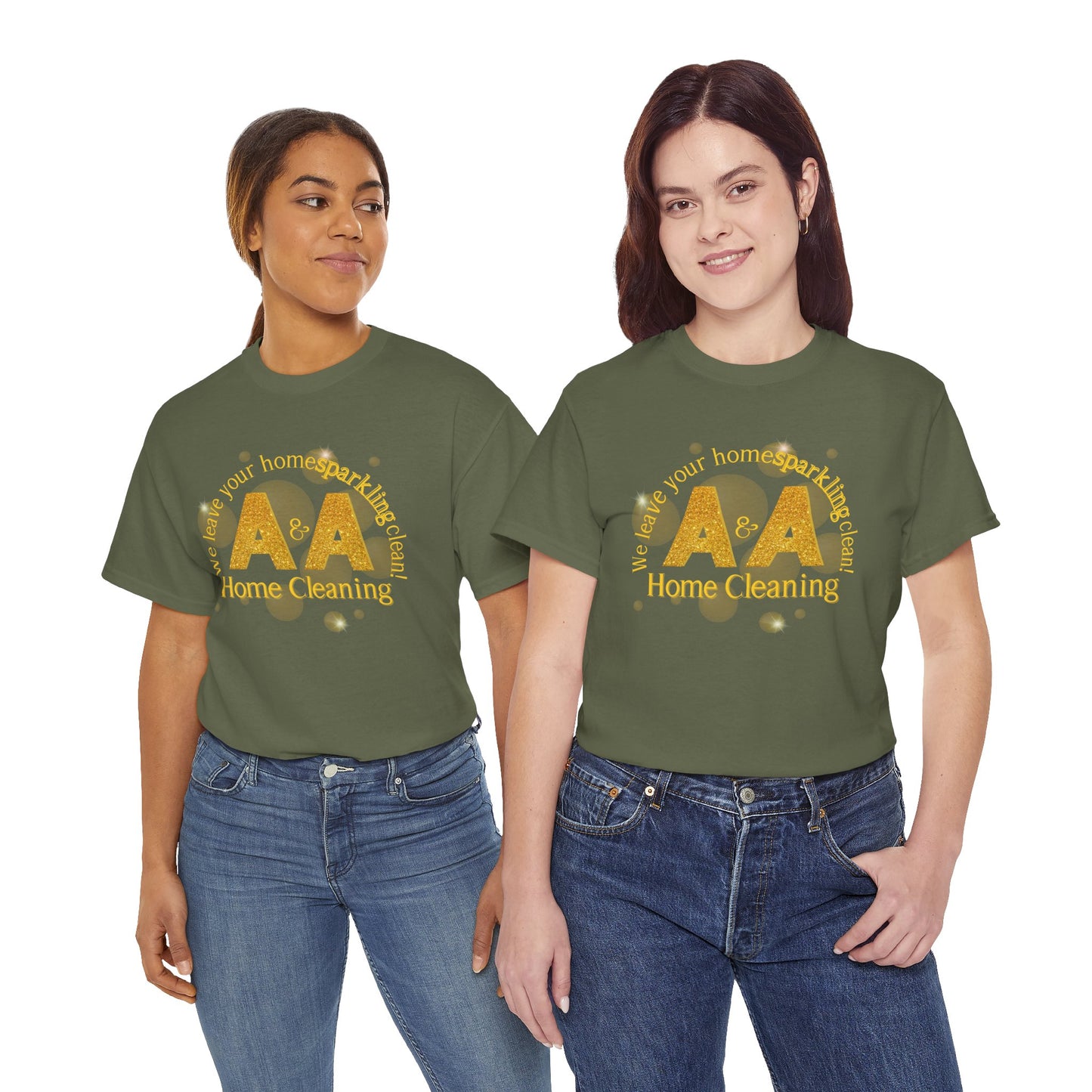 A&A Cleaning Services, Logo, Gold on Purple Crew Neck unisex tshirt, Gildan