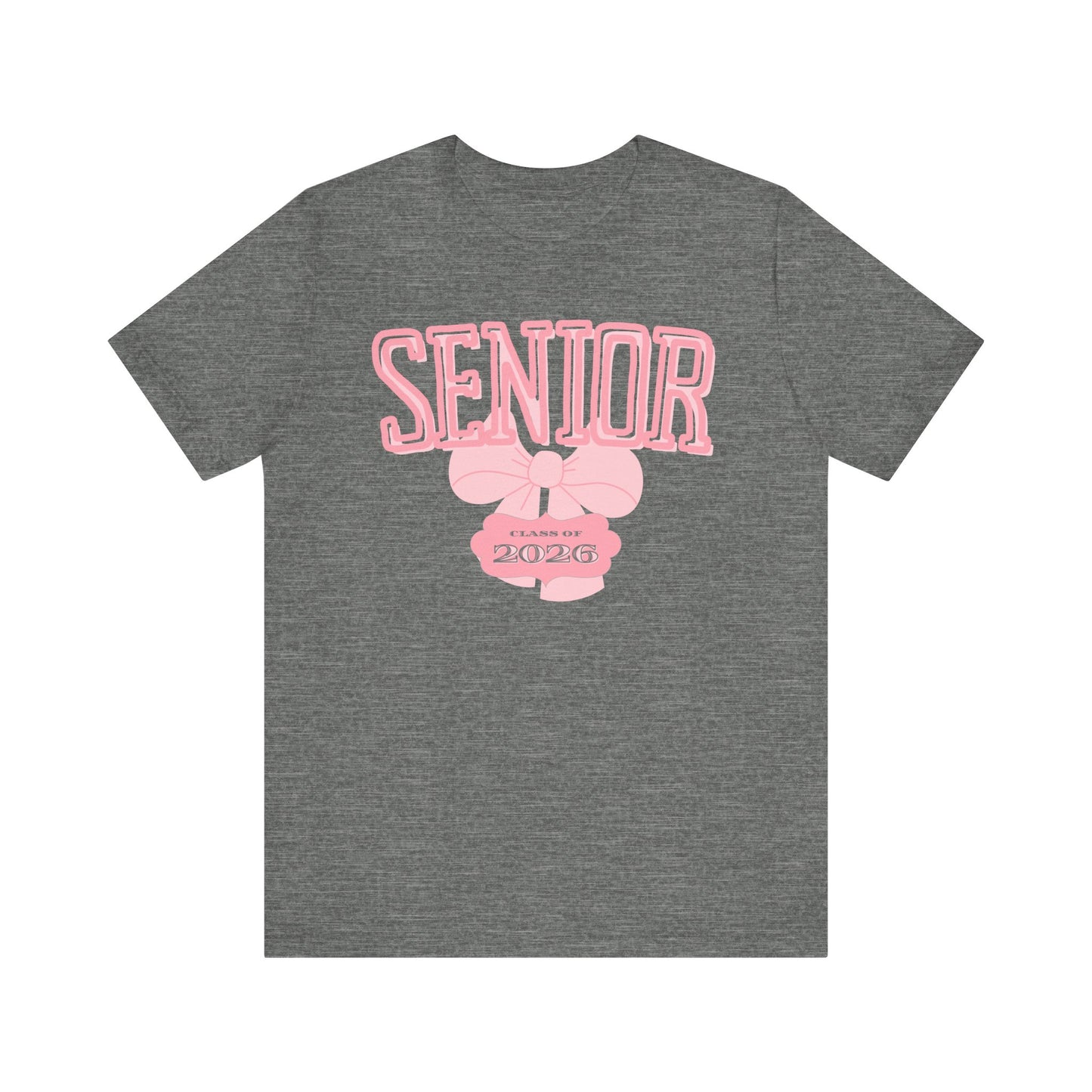 Senior Class of 2026 Bow Graphic Bella Canvas Tee, Cute College Shirt, Unisex Short Sleeve Top, Gift for Students, High School Graduation Apparel