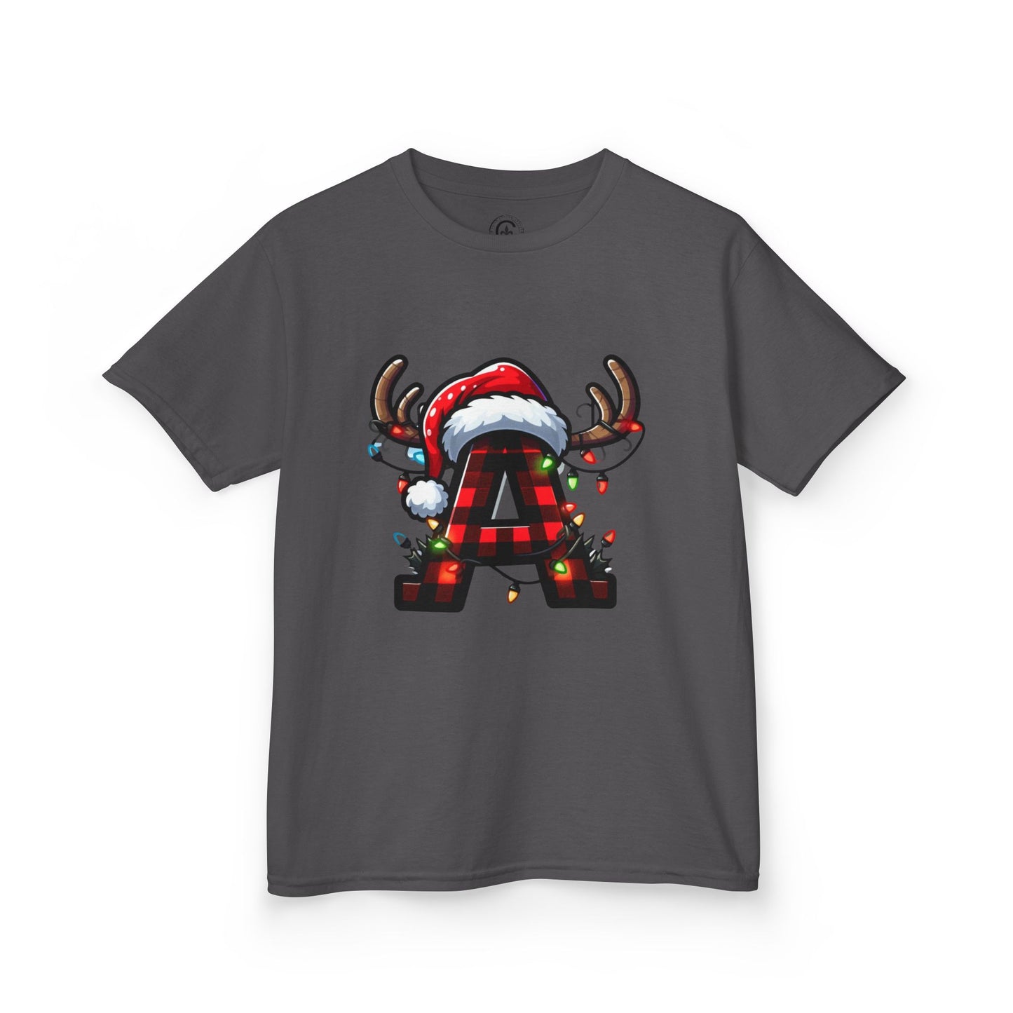 Letter A, Christmas Themed Kids Tee, Holiday Gift for Children, Personalized Holiday Shirt, Kids Holiday Outfit, Family Matching