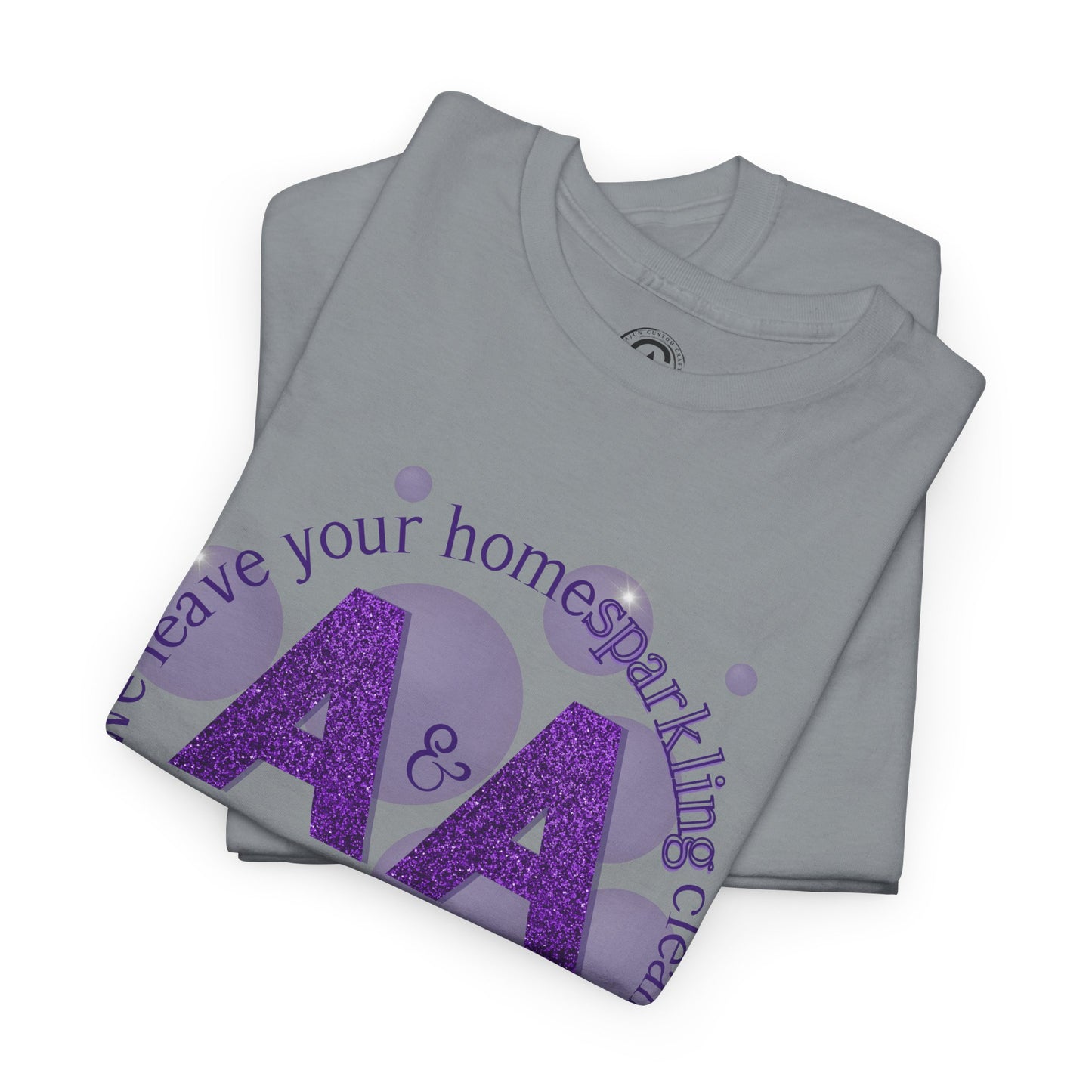 A&A Cleaning Services, Logo, Purple on Gold Crew Neck unisex tshirt, Gildan